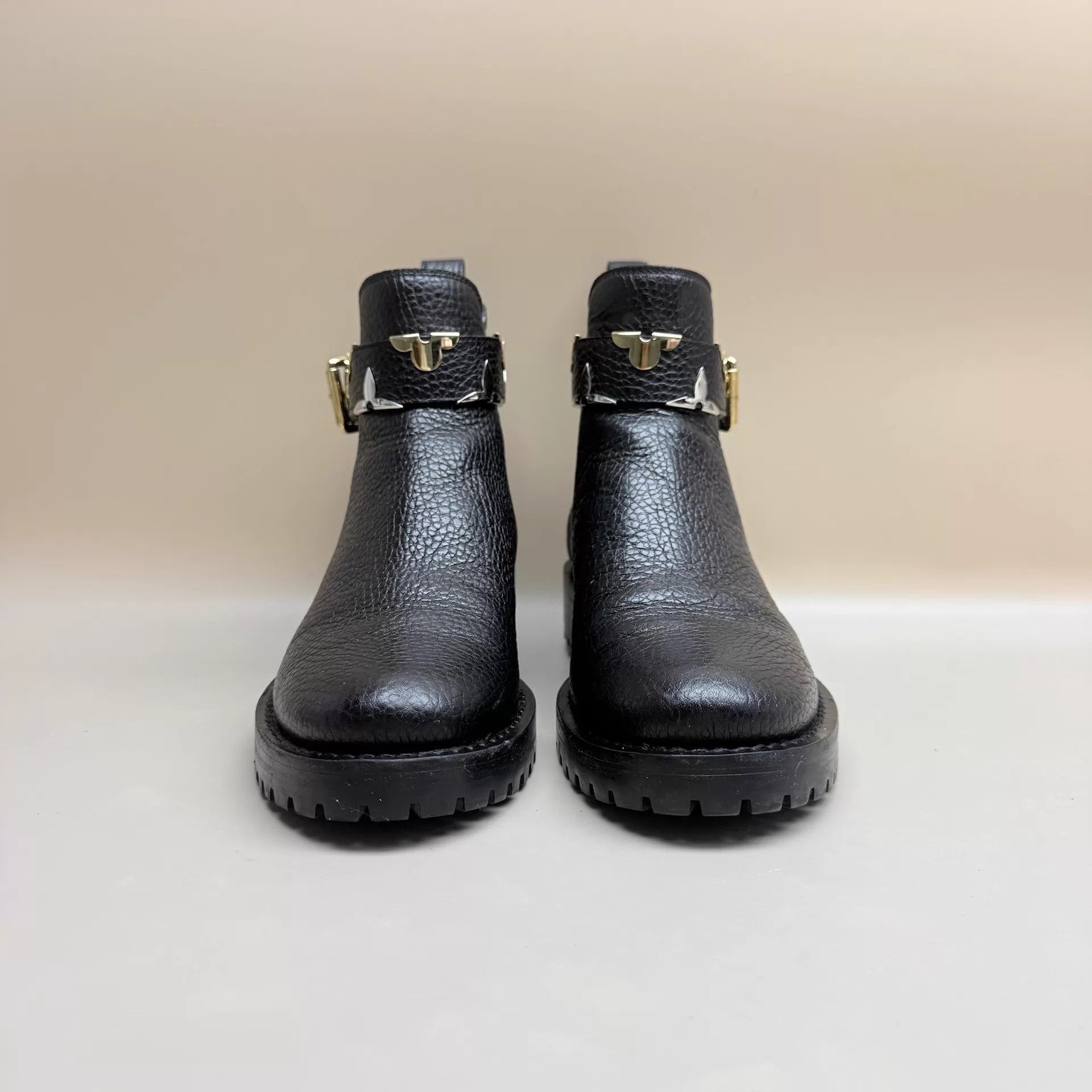 Louis Vuitton LV Black Gold Monogram Litchi Short Boots 36 95 New Size US 5.5 / IT 35.5 - 2 Thumbnail