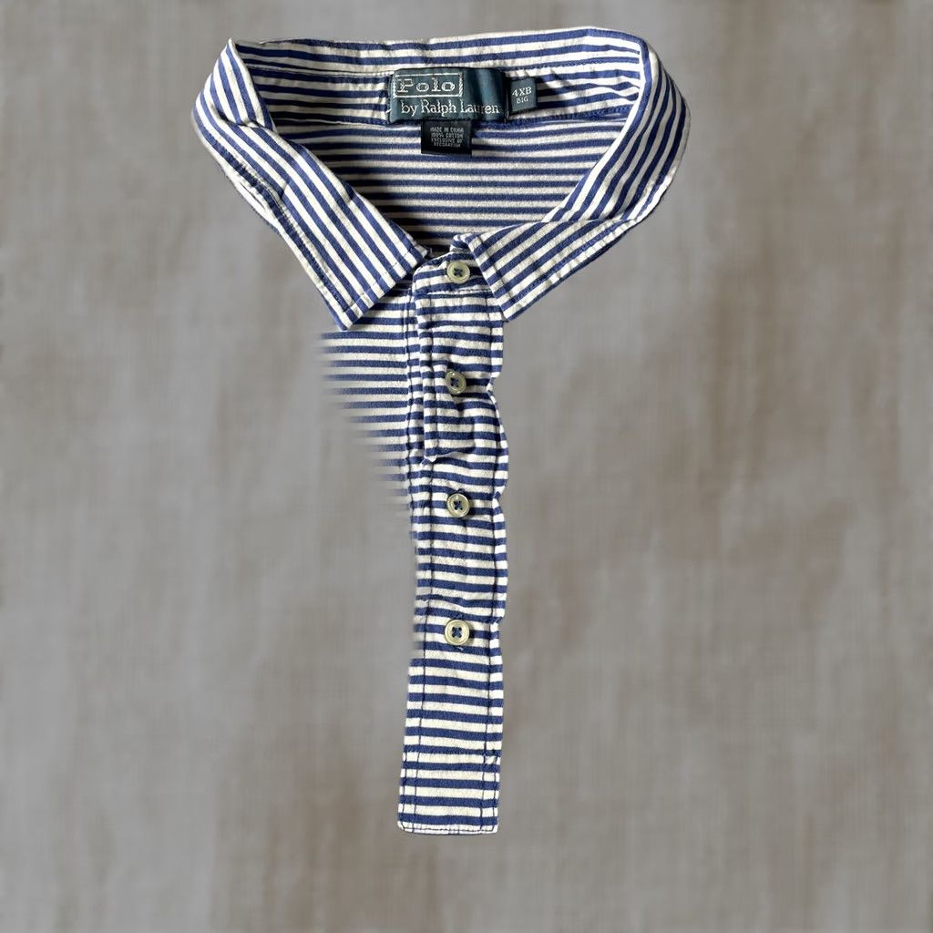 Polo Ralph Lauren VINTAGE Polo Ralph Lauren Polo Shirt Mens 4XB Big Blue Striped Pocket Jersey Shirt Mens Big 4X Blue Striped Pocket Size US XXL / EU 58 / 5 - 1 Thumbnail