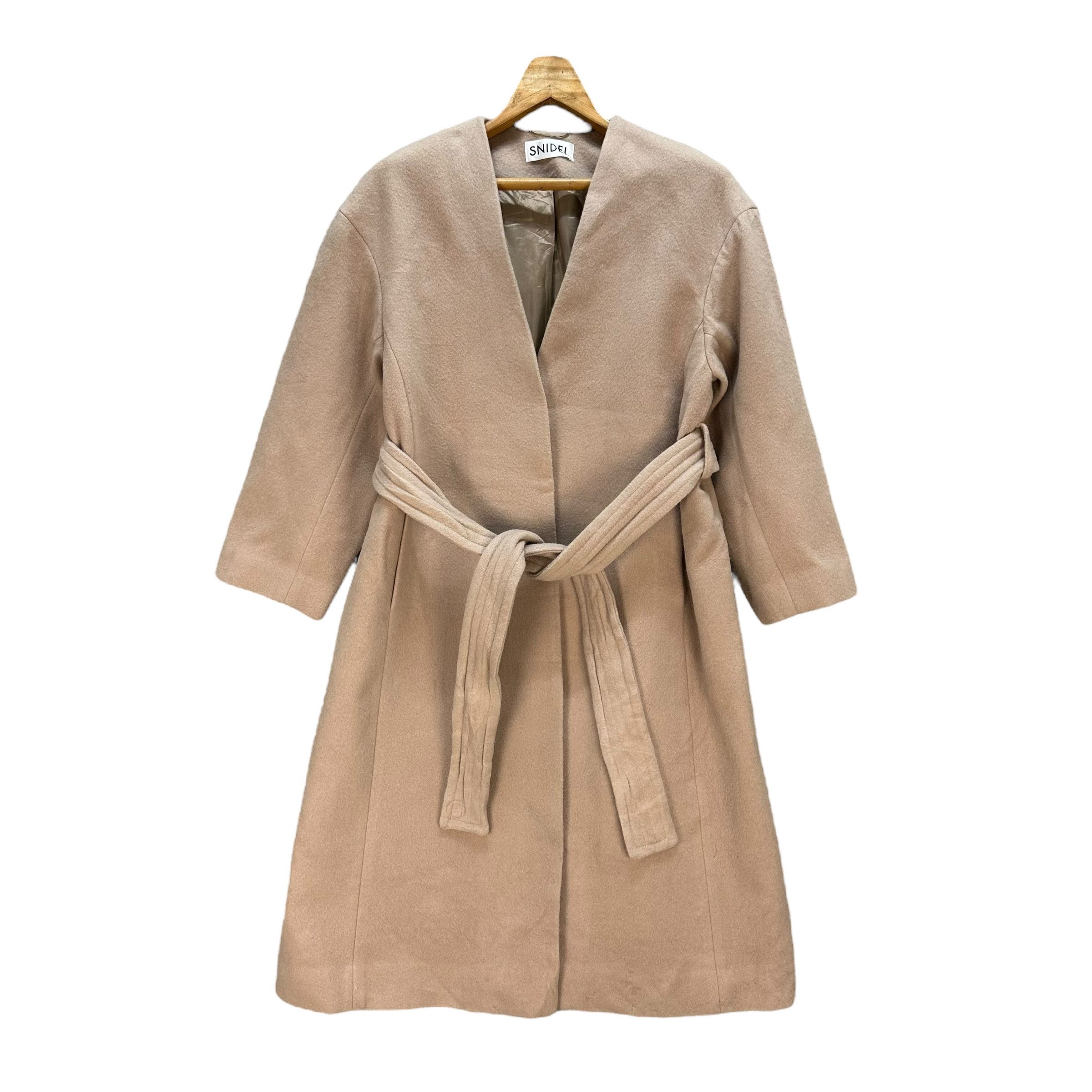 Japanese Brand SNIDEL Wool Nylon Cashmere Belted Long Coat #A69-1670 Size L / US 10 / IT 46 - 1 Thumbnail