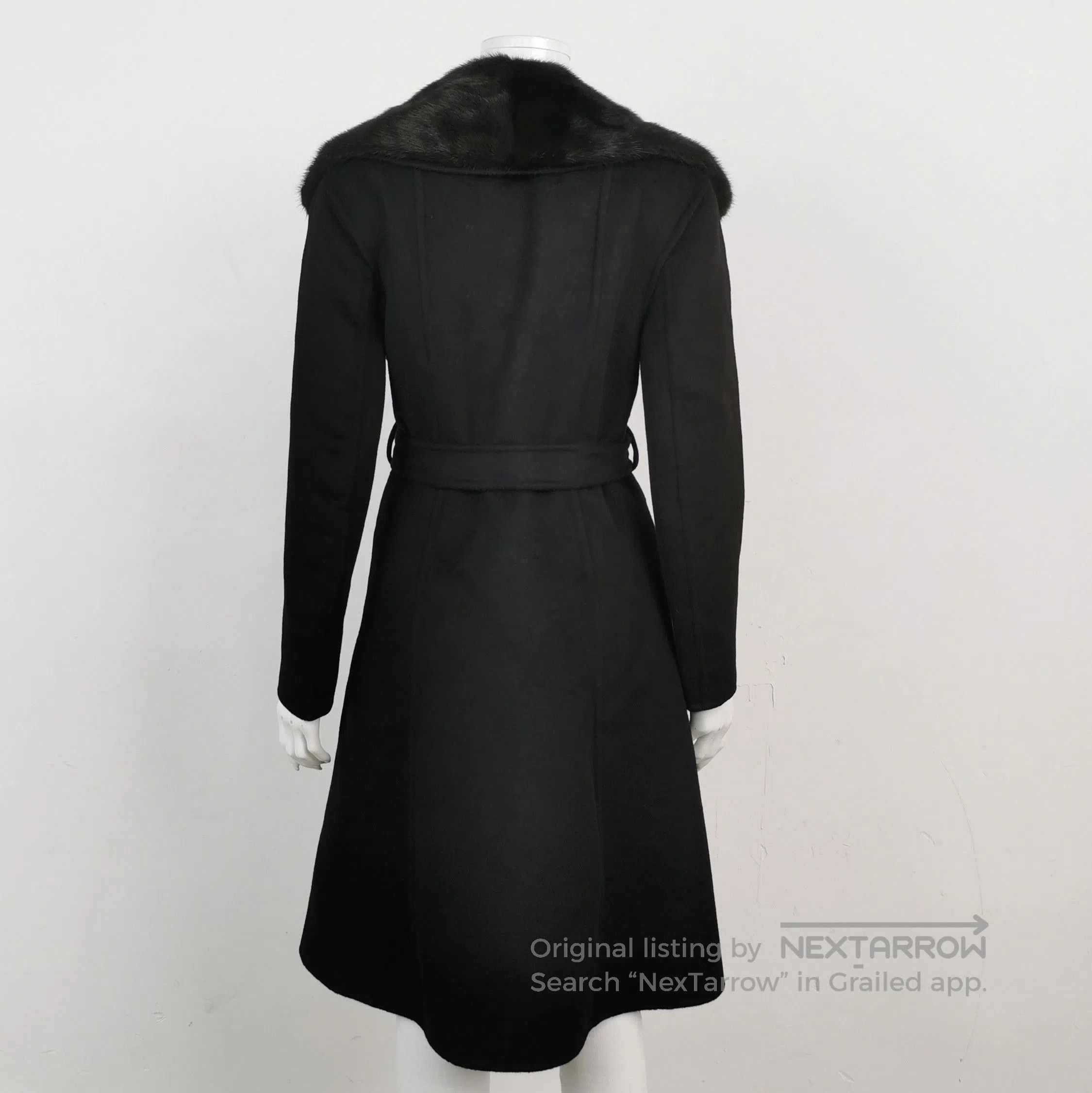 Prada Prada Black Wool Blend Overcoat with Belt . Size US S / EU 44-46 / 1 - 2 Thumbnail