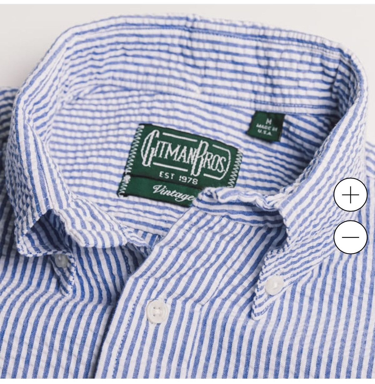 Gitman Bros. Vintage Gitman Bros Vintagr Blue Stripe Seersucker Shirt XXL Size US XXL / EU 58 / 5 - 2 Thumbnail