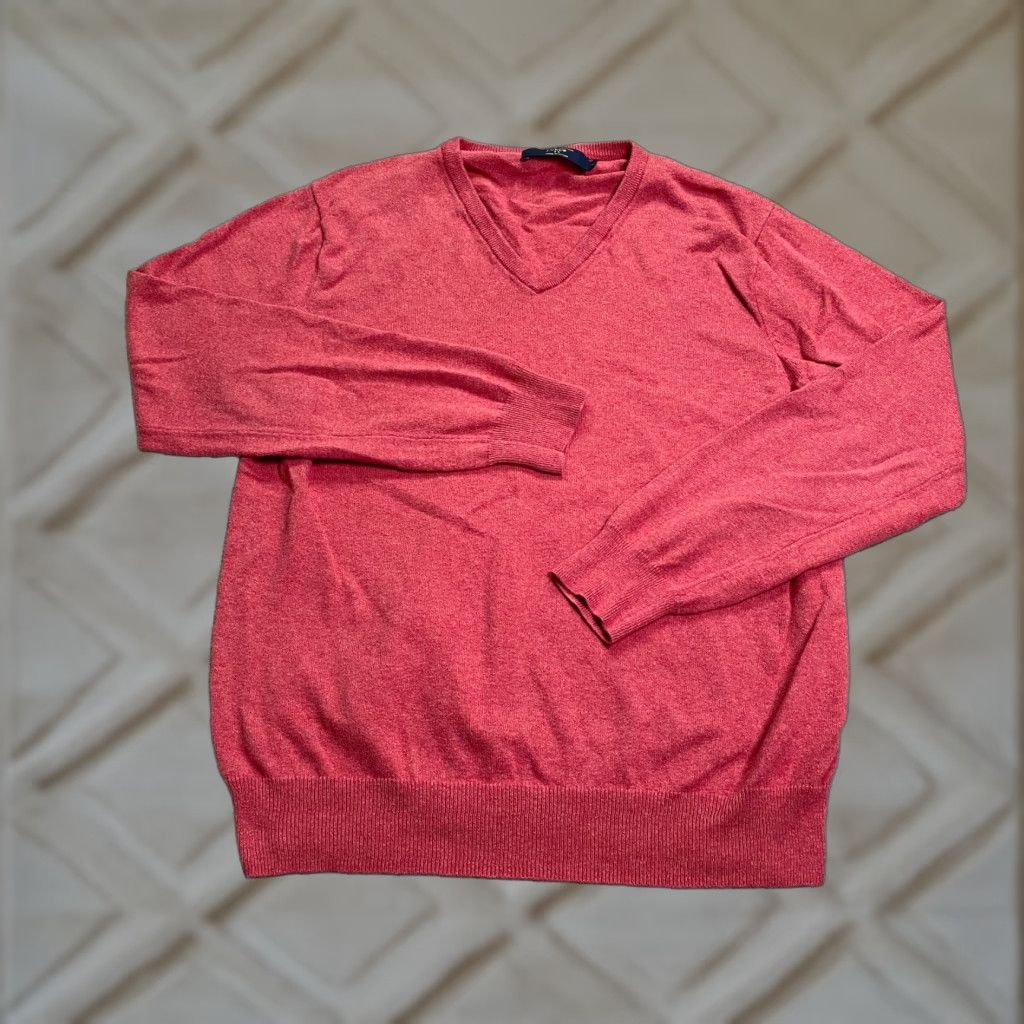 J.Crew J.Crew Men's Medium Red V-Neck Cashmere Cotton Pullover Sweater Lightweight Business Casual Size US M / EU 48-50 / 2 - 1 Thumbnail
