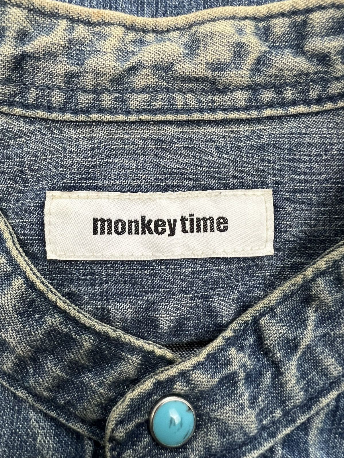 monkey time Monkey Time Dirty Distressed Denim Shirt Size US XS / EU 42 / 0 - 7 Thumbnail