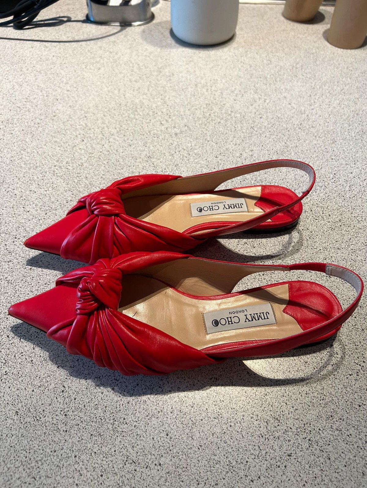 Jimmy Choo Jimmy Choo red pointy flat Size US 7 / IT 37 - 1 Thumbnail