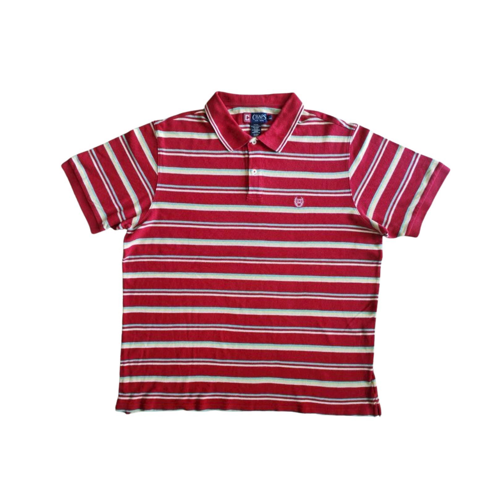 Chaps Ralph Lauren Vintage 90s Chaps Ralph Lauren Polo Shirt Red Striped XL Size US XL / EU 56 / 4 - 1 Thumbnail
