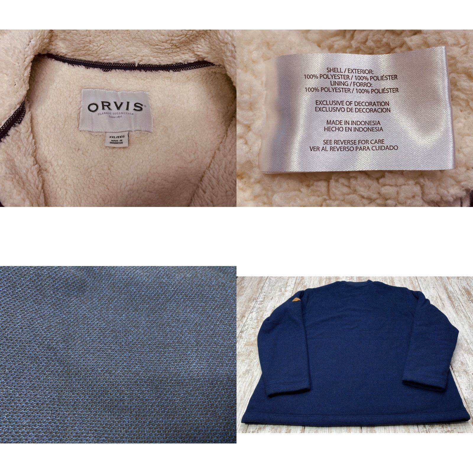 Orvis VINTAGE: No. Orvis Mens 2XL Quarter Zip Sweater Shirt Blue Fleece Lined Sherpa 7435 Size US XXL / EU 58 / 5 - 8 Thumbnail