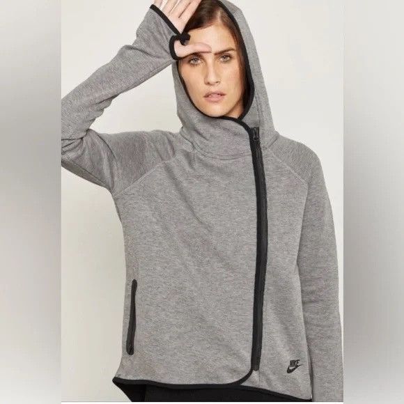 Nike Nike Tech Fleece Women's Full Zip Cape Hoodie Carbon Heather Size L / US 10 / IT 46 - 16 Thumbnail