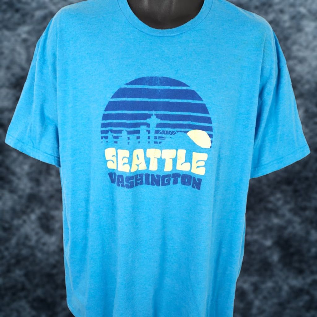Needles VINTAGE Seattle T Shirt Mens Size 2XL Blue Space Needle Washington Travel Tee Size US XXL / EU 58 / 5 - 1 Thumbnail