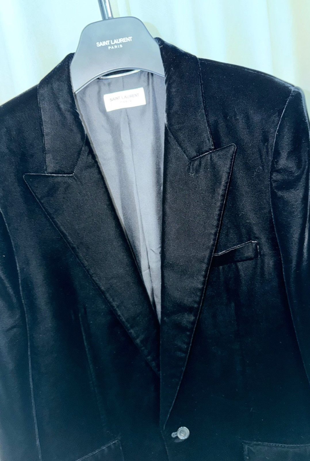 Saint Laurent Paris Saint Laurent 22FW Velvet Peak Lapel Smoking Jacket Size 52S - 3 Thumbnail