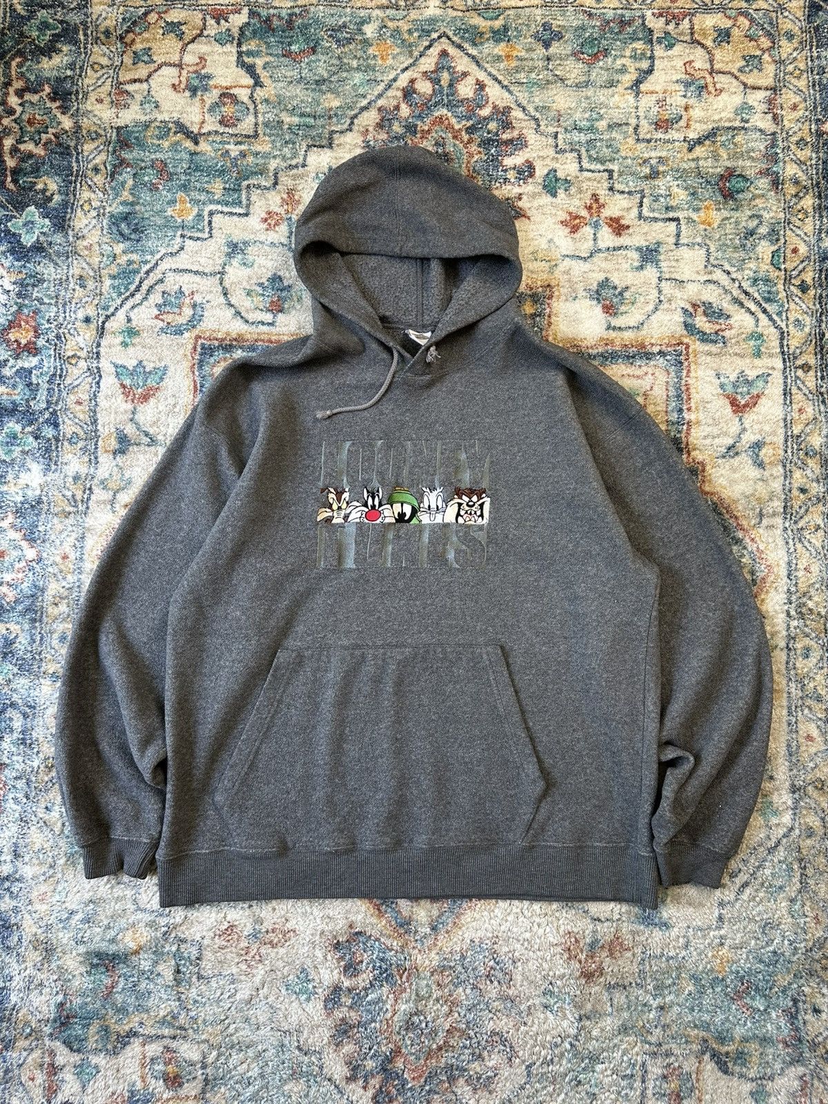 Vintage Vintage Looney Tunes Spellout Pullover Fleece Hoodie Large Size US L / EU 52-54 / 3 - 1 Thumbnail
