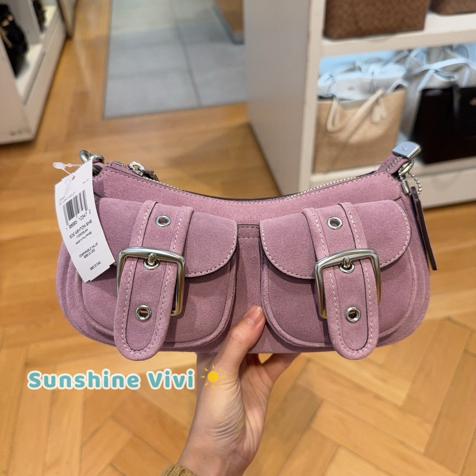 NWT Coach Ashton Bag Shoulder CDA95 Light Violet Suede