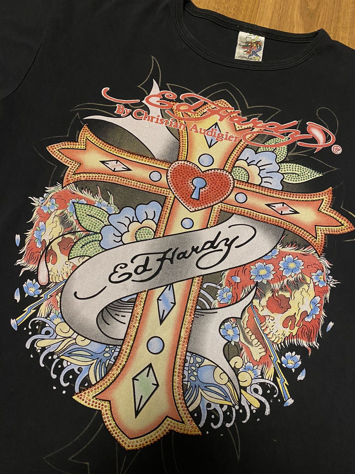 Christian Audigier × Ed Hardy × Vintage Vintage Ed Hardy Big Logo T Shirt Size US XL / EU 56 / 4 - 1 Thumbnail
