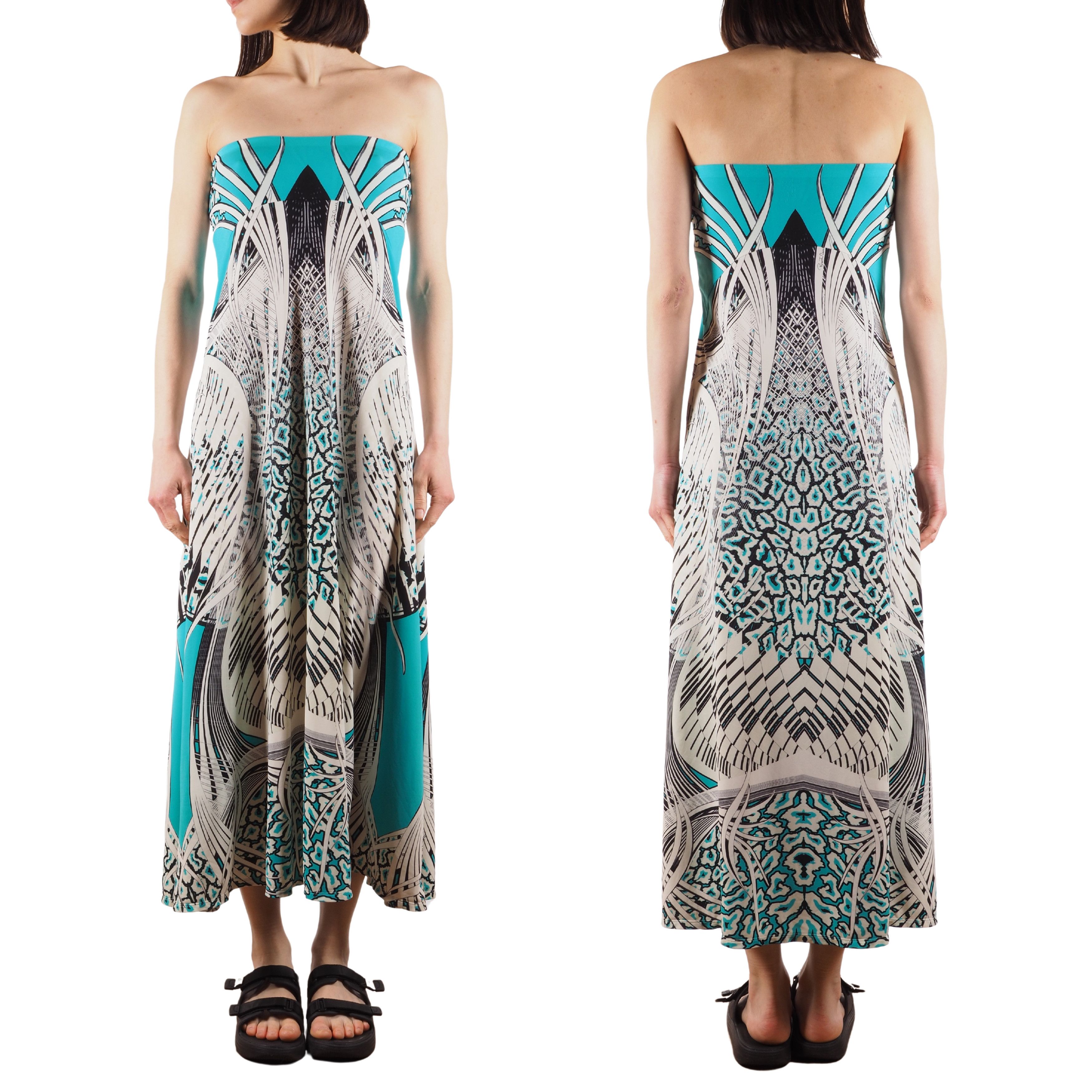 Roberto Cavalli Roberto Cavalli Vintage Strapless Abstract Print Midi Dress Size XS / US 0-2 / IT 36-38 - 2 Thumbnail