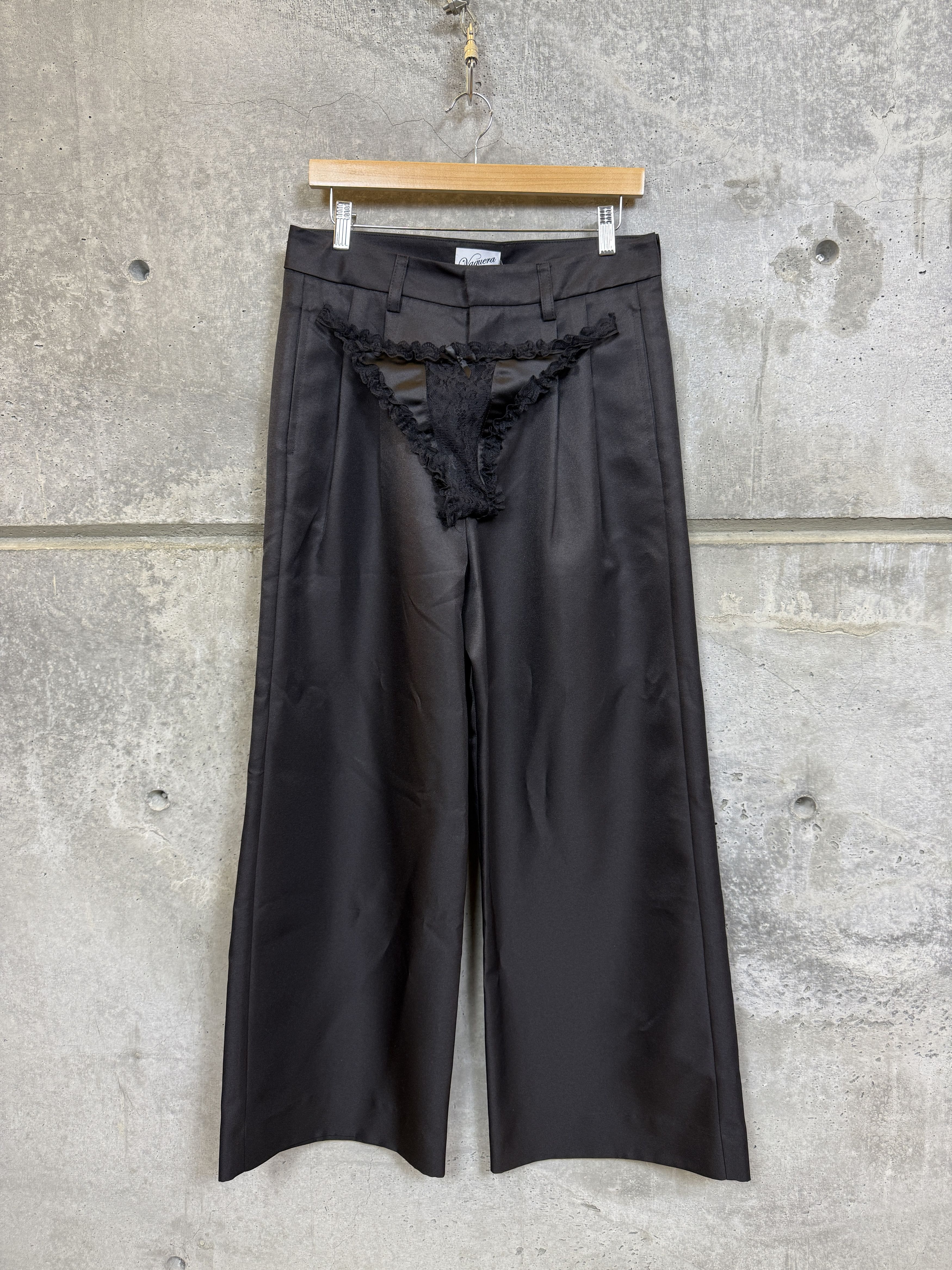 Vaquera $650 Vaquera Underwear Detail Wide Leg Woven Satin Pants Size 29" - 7 Thumbnail
