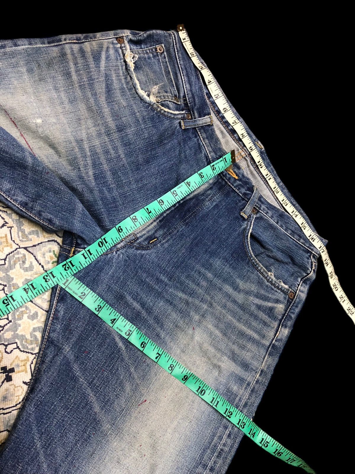 Edwin × Vintage VINTAGE EDWIN PAINTED SELVEDGE DISTRESSED DENIM Size US 34 / EU 50 - 9 Thumbnail