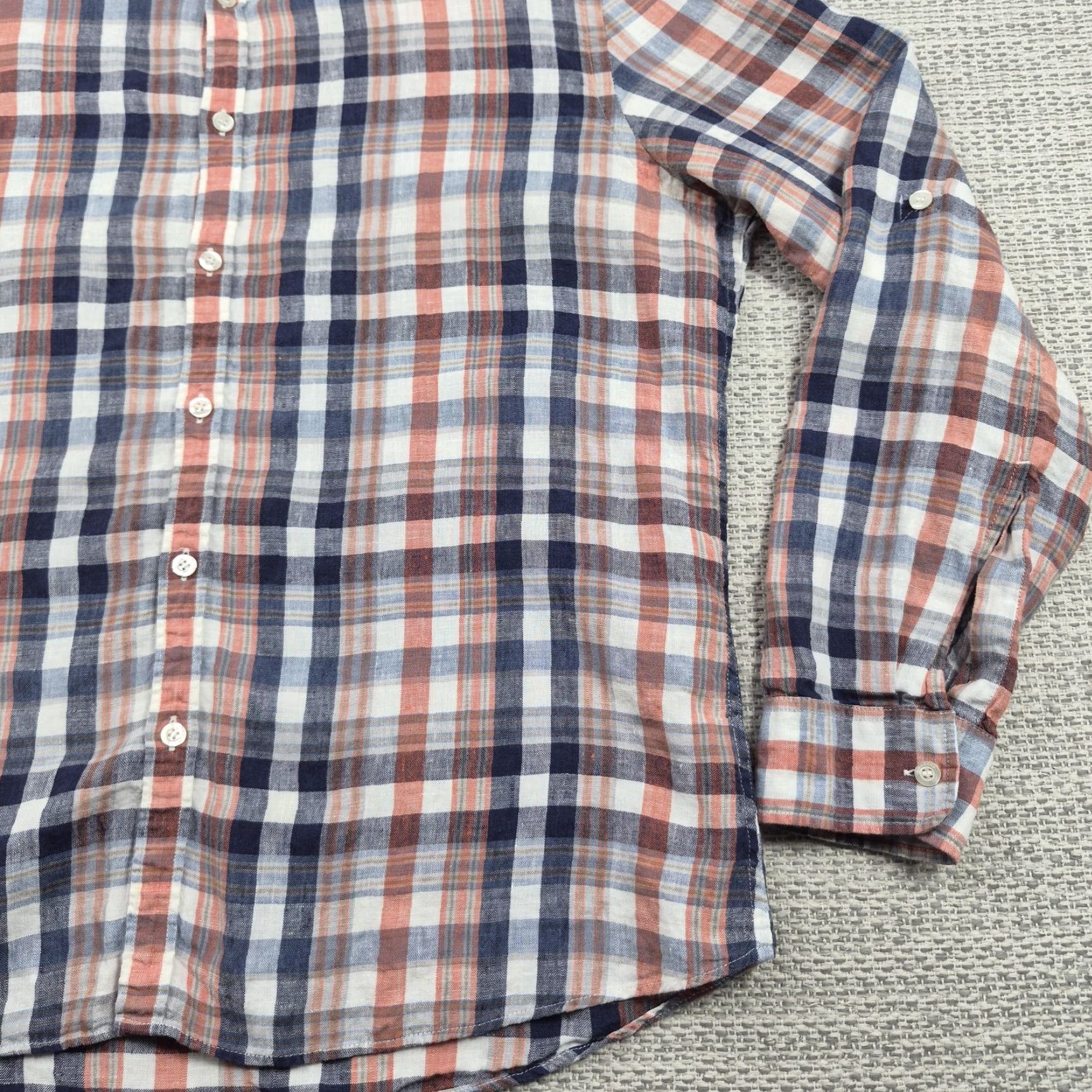 Murano Murano Baird Mcnutt Shirt Mens XL Button Up Plaid Linen Slim Fit Long Sleeve Multicolor Size US XL / EU 56 / 4 - 2 Thumbnail