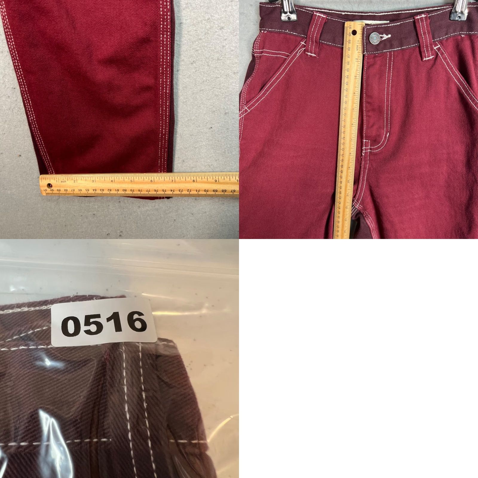 Pacsun VINTAGE PacSun Womens Pants Carpenter Straight Leg Maroon Red 100% Cotton Size 26 Size 26" / US 2 / IT 38 - 8 Thumbnail