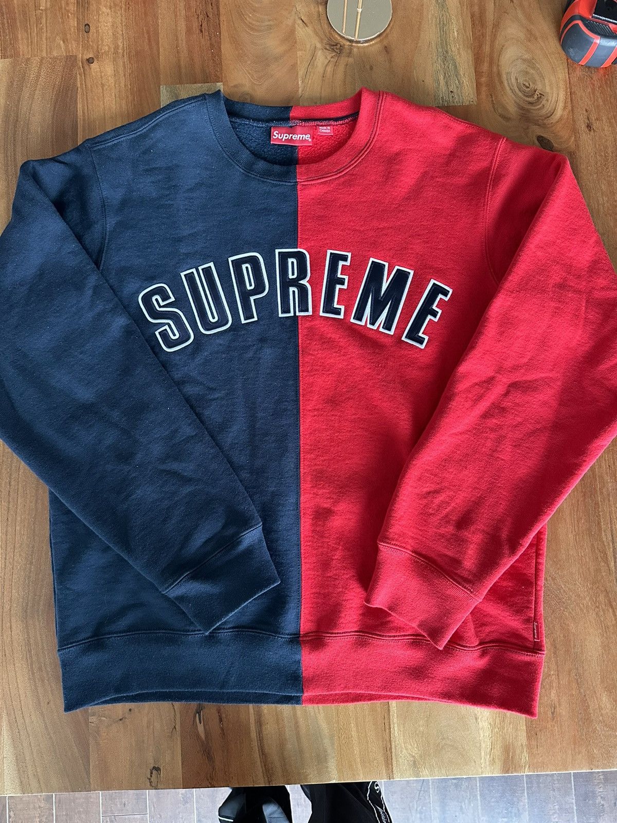 Rare outlet supreme split red and blue zip up