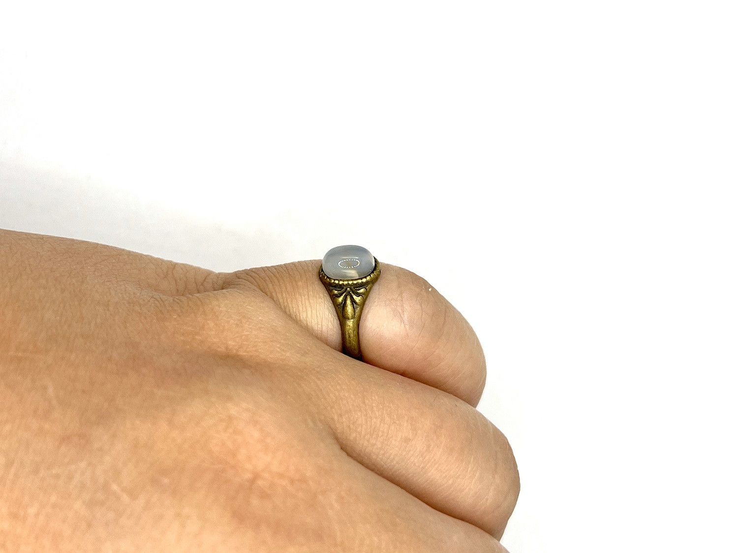 Handmade White Opalite bronze ring - size 6 Size ONE SIZE - 5 Thumbnail