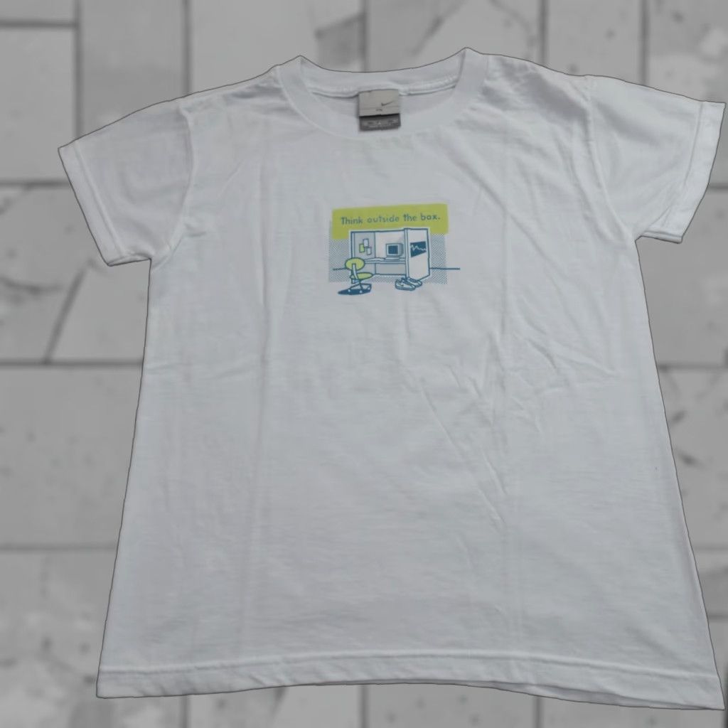 Nike VINTAGE Nike Shirt XS White Think Outside the Box Made in USA Office Humor Size US XS / EU 42 / 0 - 1 Thumbnail
