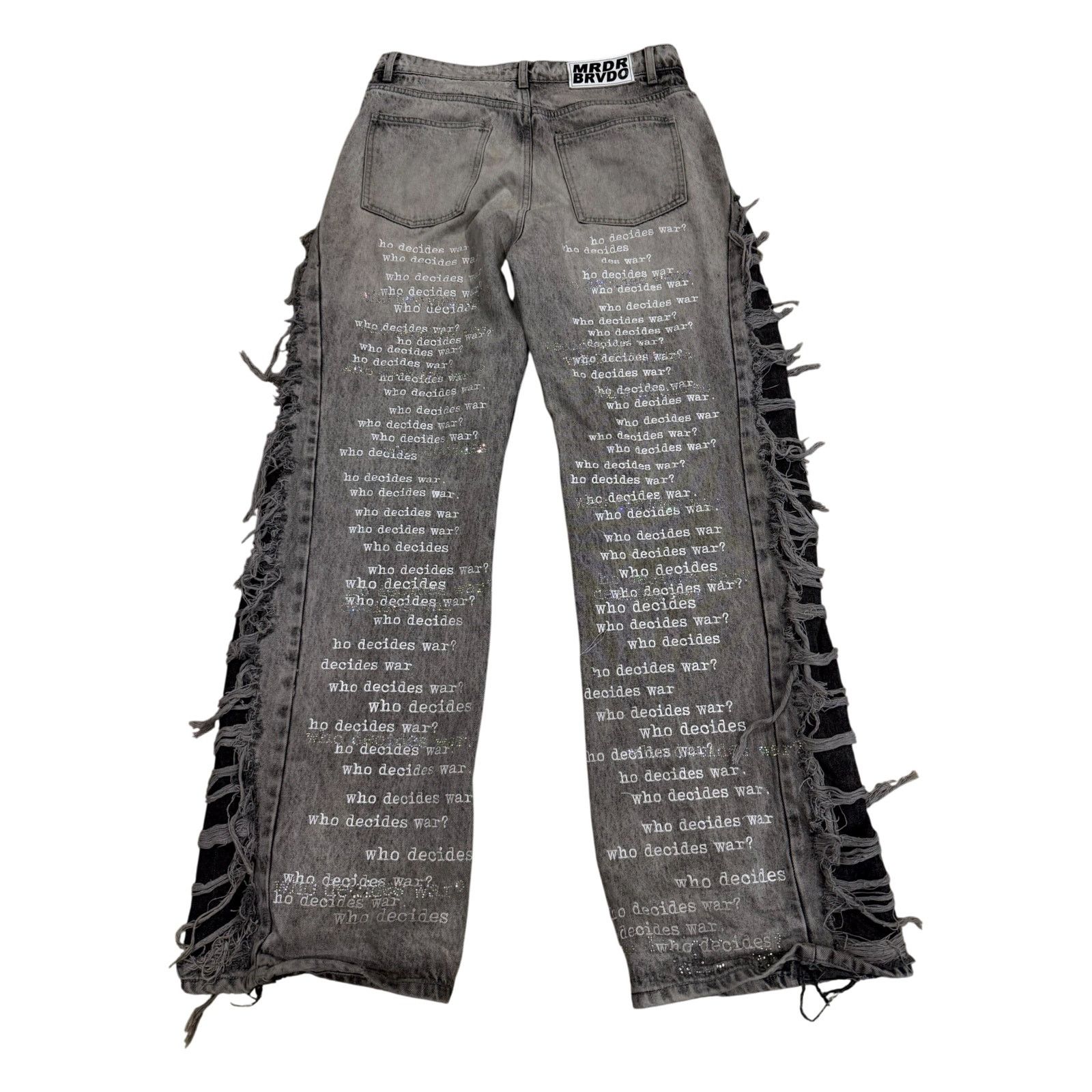 Who Decides War Who Decides War Ultra Flare Rhinestone Grey Jeans Size US 32 / EU 48 - 2 Thumbnail