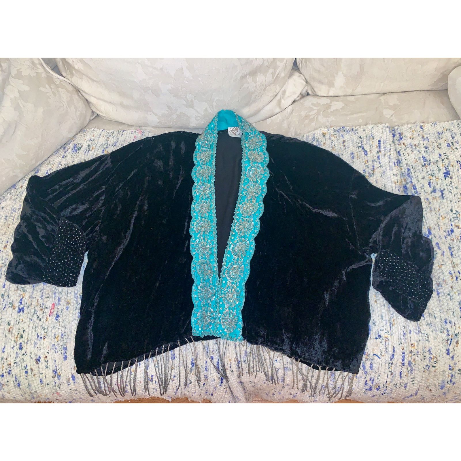 Other VINTAGE 90’s SAGE MACHADO FRINGED BEADED VELVET JACKET Size S / US 4 / IT 40 - 4 Thumbnail