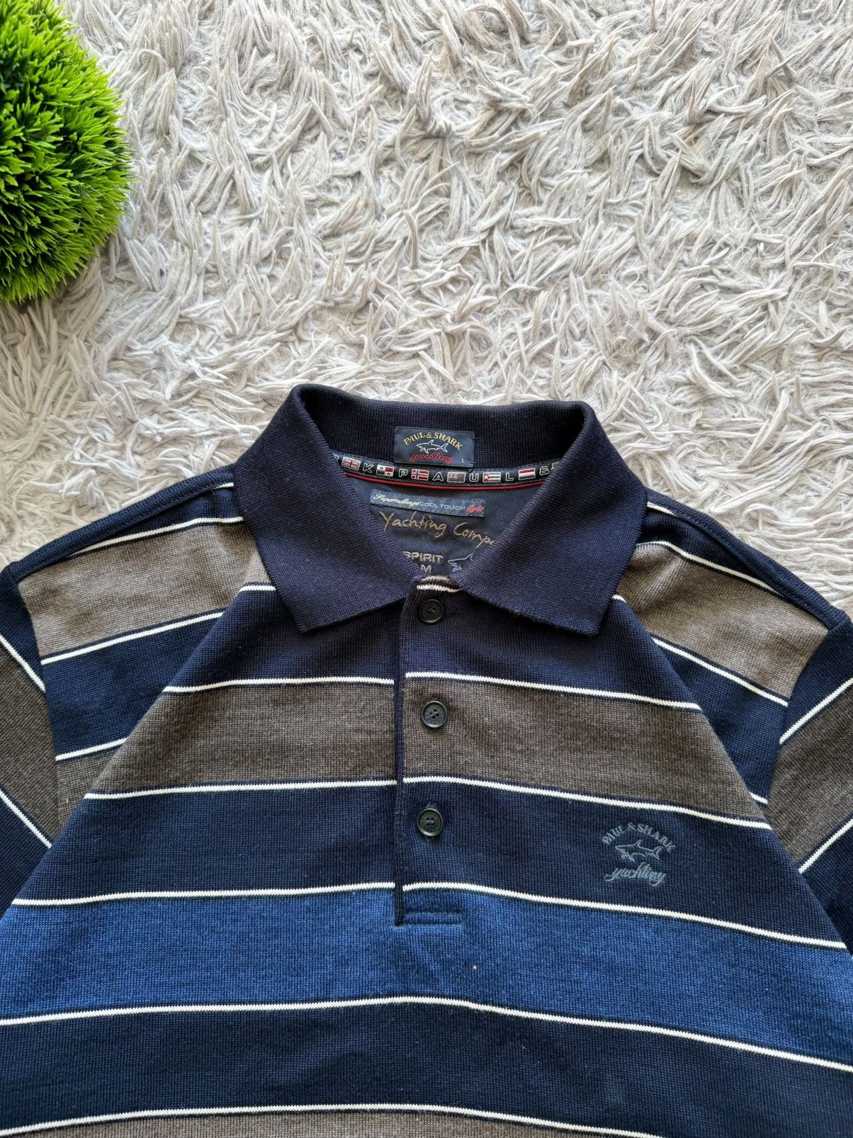 Paul & Shark 00s Paul & Shark Yachting Striped Knit Polo Sweater Casuals Size US L / EU 52-54 / 3 - 8 Thumbnail