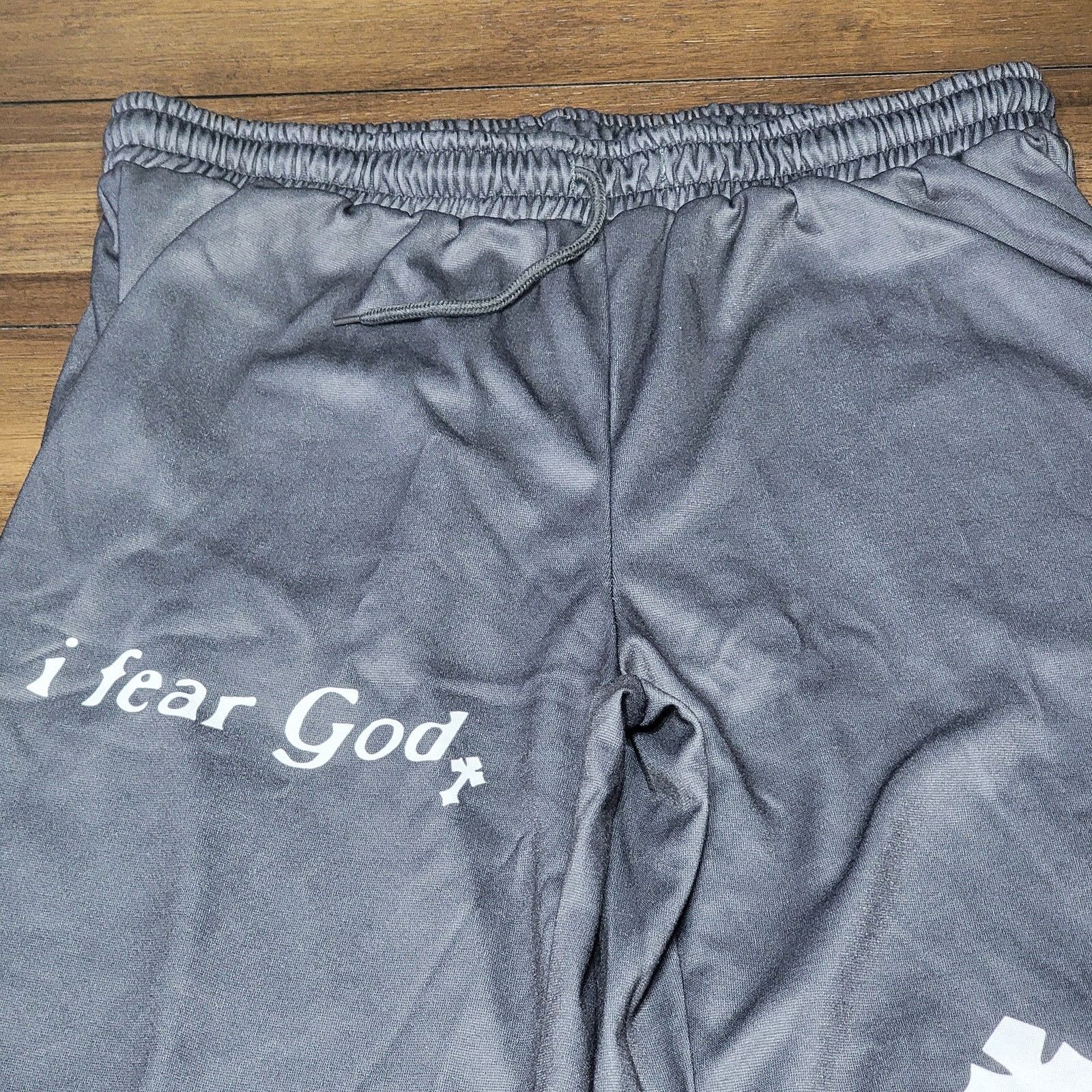 Shein Shein Curve Grey Baggy Joggers "I Fear God" - Size 2XL Size 34" / US 12 / IT 48 - 2 Thumbnail