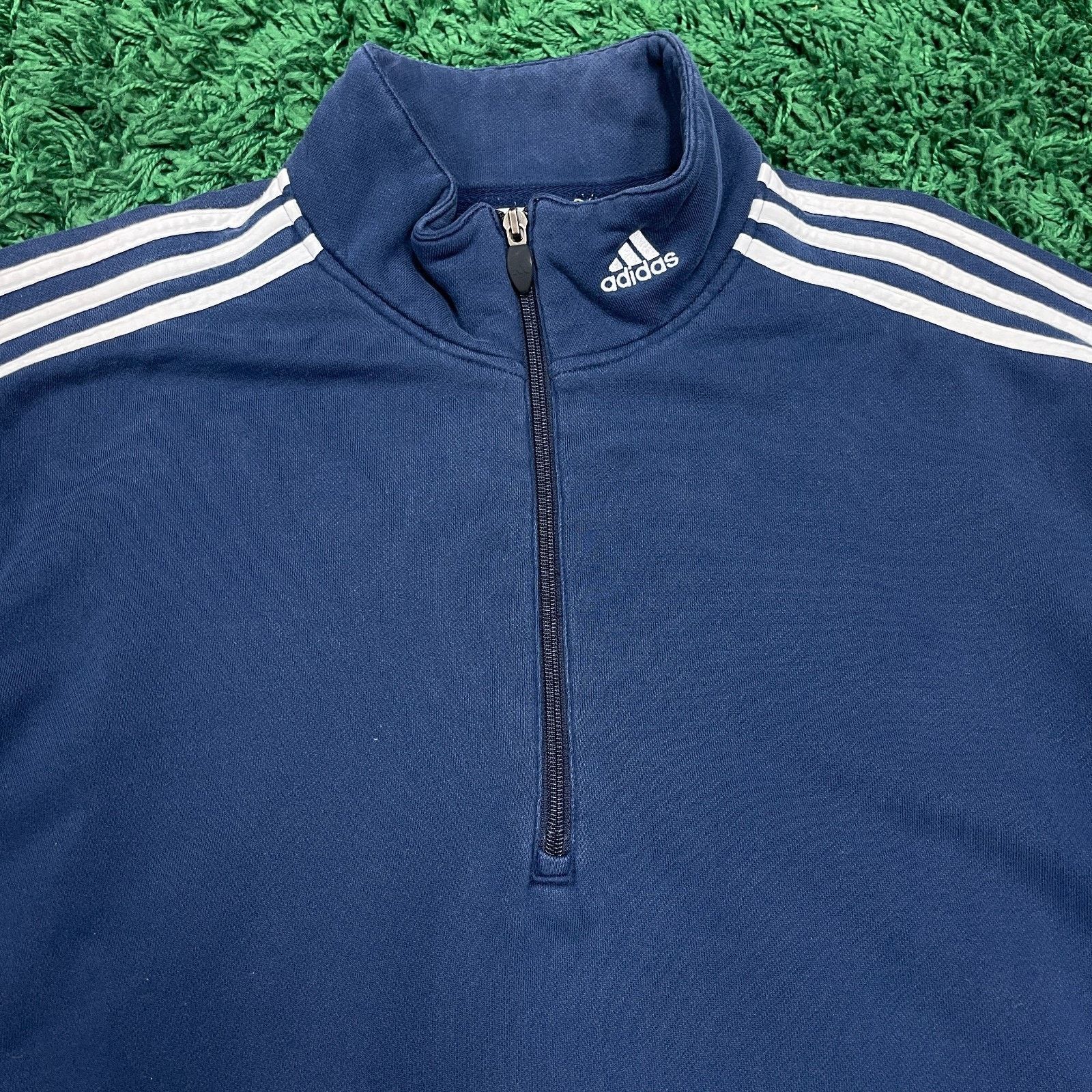Adidas Adidas 1/4 Zip Pullover Sweater Navy Blue Size XL B12 Size US XL / EU 56 / 4 - 2 Thumbnail