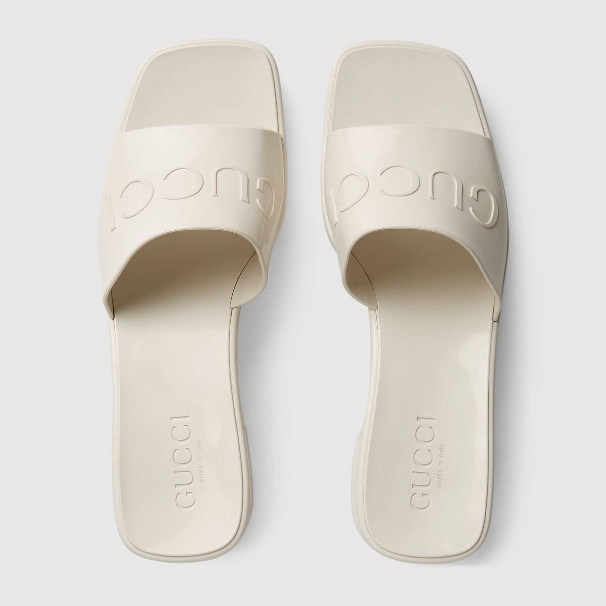 Gucci o1s1wg110225 Rubber Slide Sandals in White Size US 7 / IT 37 - 3 Thumbnail