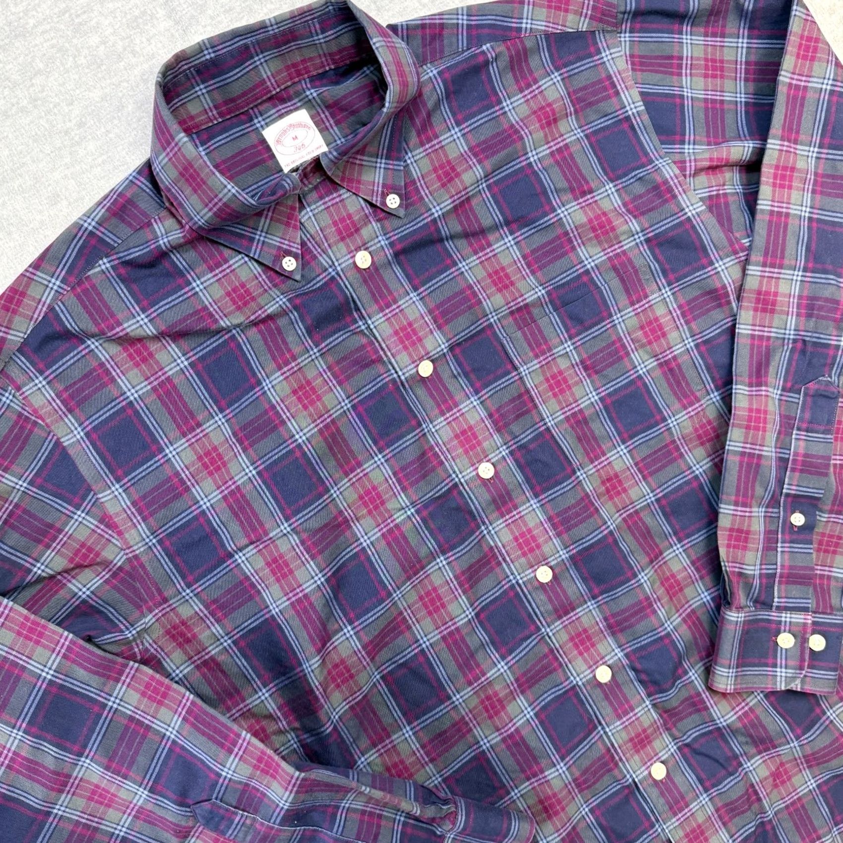Brooks Brothers Brooks Brothers Shirt Mens M Navy Purple Plaid 346 Button-Down Non-Iron Size US M / EU 48-50 / 2 - 2 Thumbnail