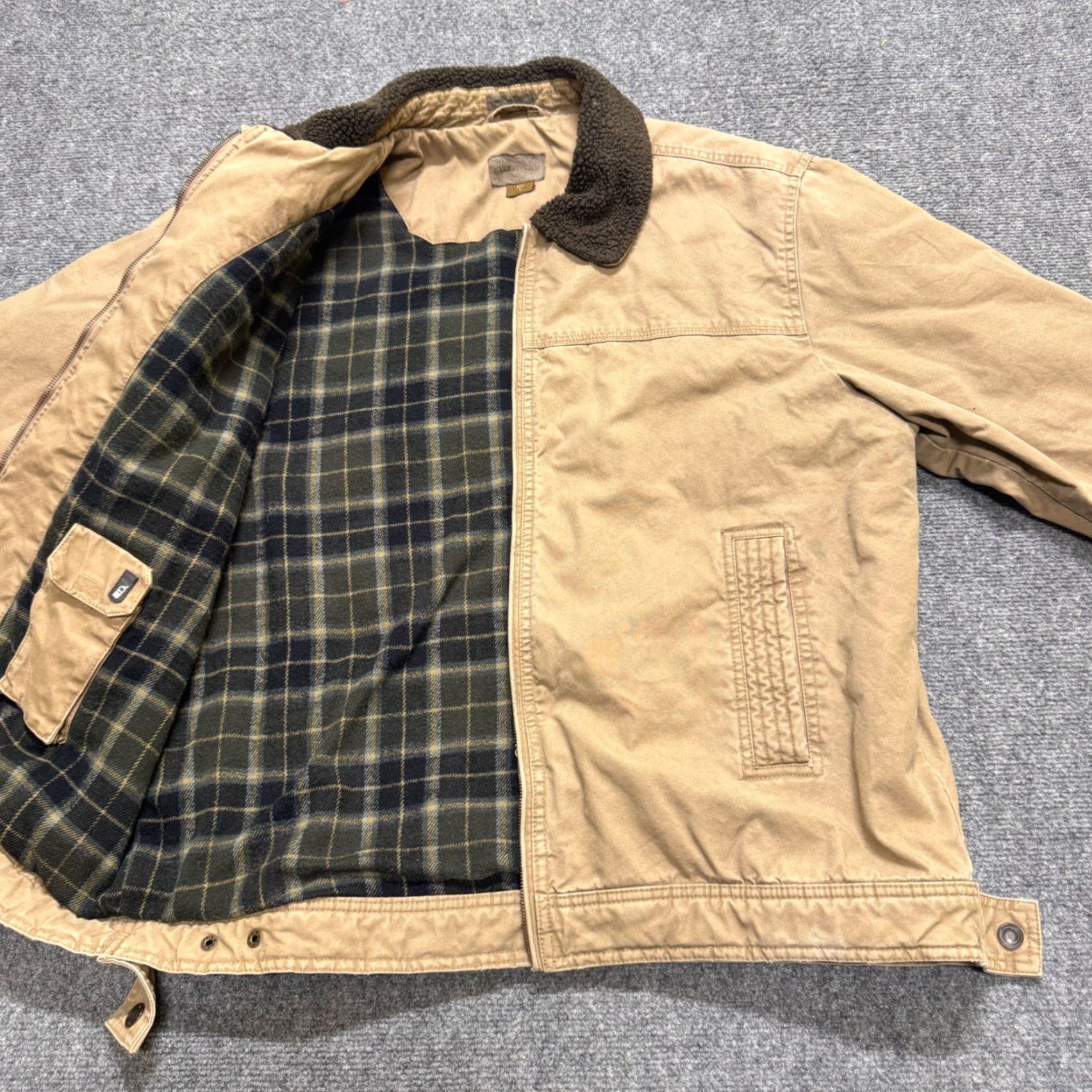Vintage VINTAGE St. John's Bay Jacket Worker L Beige Tan Fullzip Cotton Blend Overcoat Men Mens Beige Tan L Jacket Size US L / EU 52-54 / 3 - 7 Thumbnail
