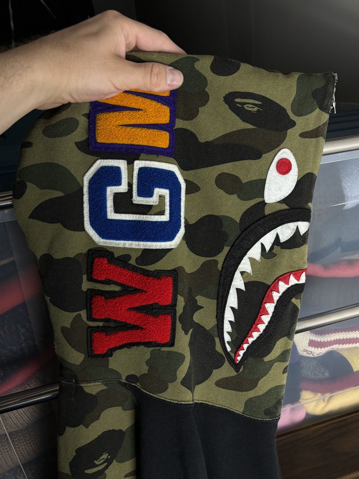 Bape Bape half green camo shark rare hoodie Size US M / EU 48-50 / 2 - 7 Thumbnail