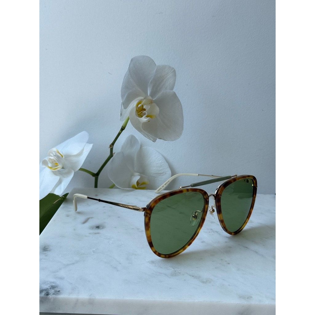 Gucci NEW Gucci GG0672S Havana Brown Green Lens Aviator Sunglasses Size ONE SIZE - 5 Thumbnail