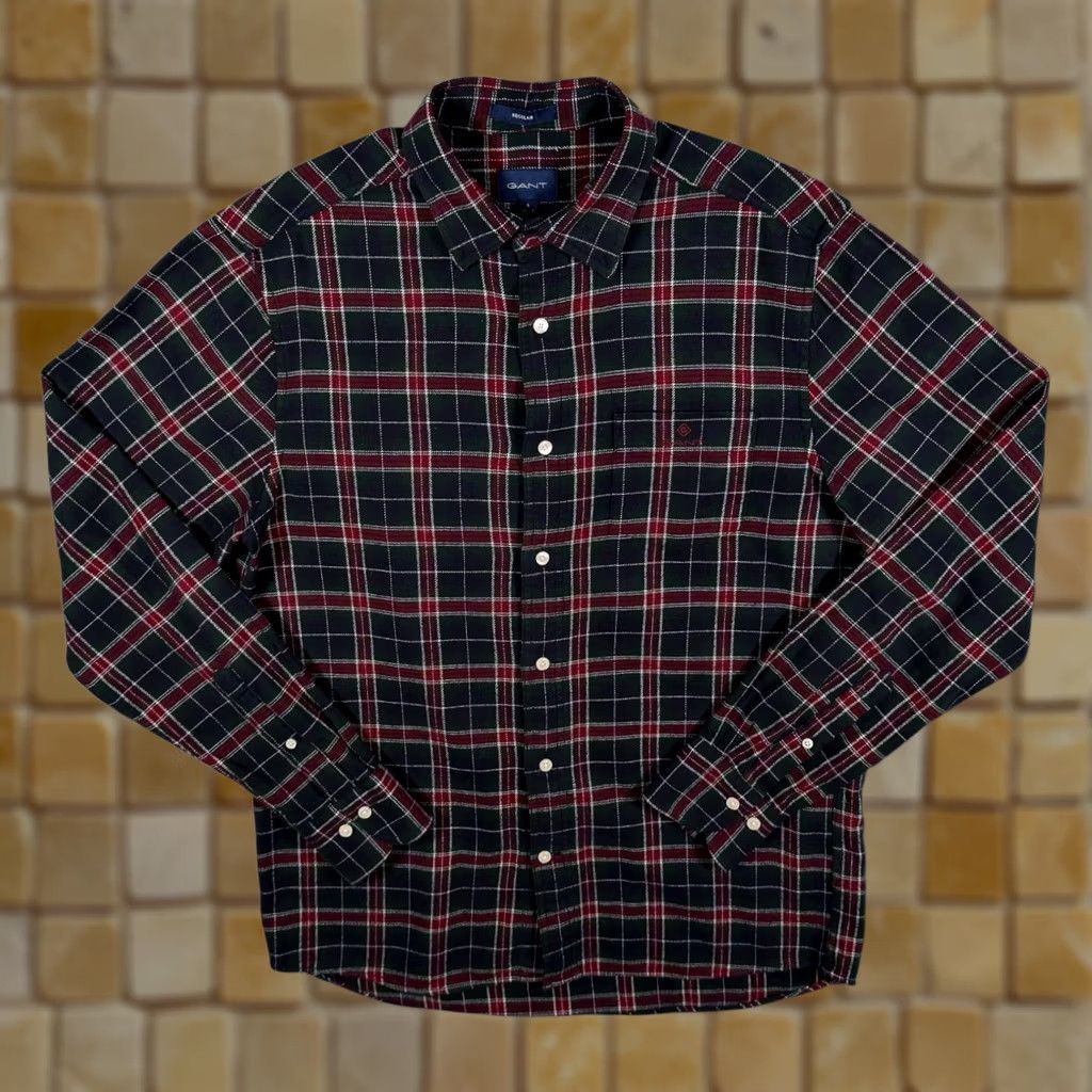 Gant GANT Regular Multi Plaid Check Long Sleeve Button-Down Cotton Flannel Shirt S Mens Regular Large Clothing Cotton Flannel Shirt Size US S / EU 44-46 / 1 - 1 Thumbnail