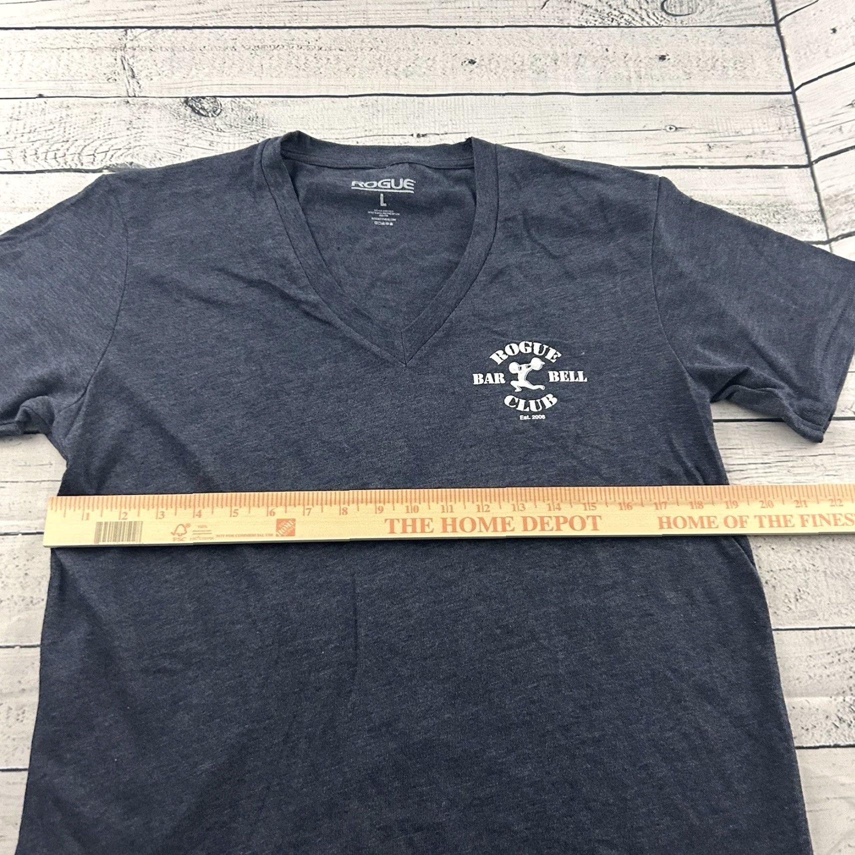 Bell Rogue Fitness Bar Bell Club V Neck Short Sleeve T Shirt Women's Large Blue Size L / US 10 / IT 46 - 5 Thumbnail