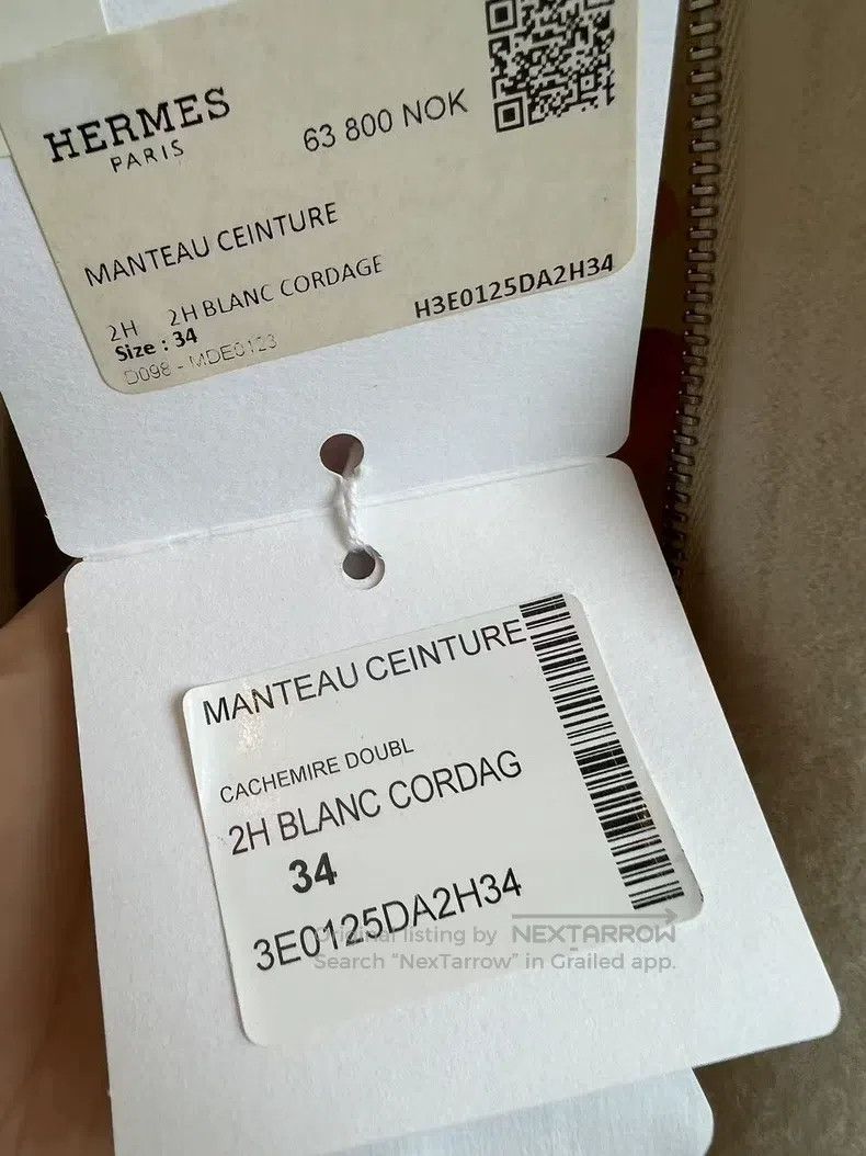 Hermes Hermes Cashmere Coat, Cream White, Pig Nose Button Style Size XXS / US 00 / IT 34 - 6 Thumbnail