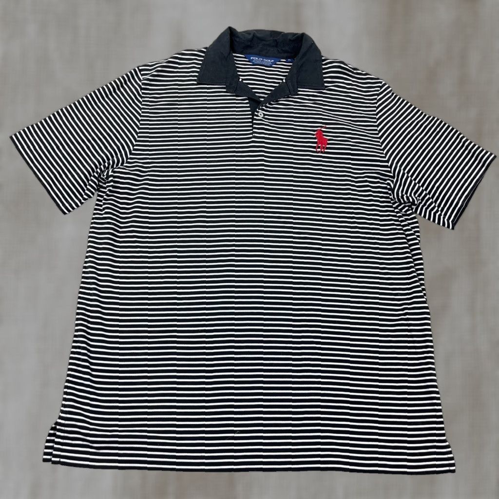 Ralph Lauren Polo Golf Shirt Men XL Black Striped Embroidered Logo Short Sleeve Classic Sports Wide Fit Regular Mens Size US XL / EU 56 / 4 - 1 Thumbnail