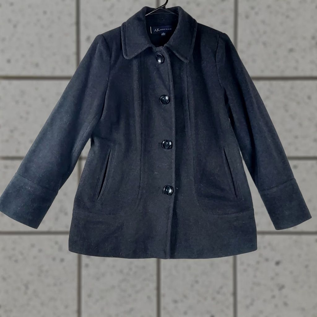 Anne Klein Anne Klein Women’s Wool Blend Peacoat Jacket Black Button Front Size M Size M / US 6-8 / IT 42-44 - 1 Thumbnail