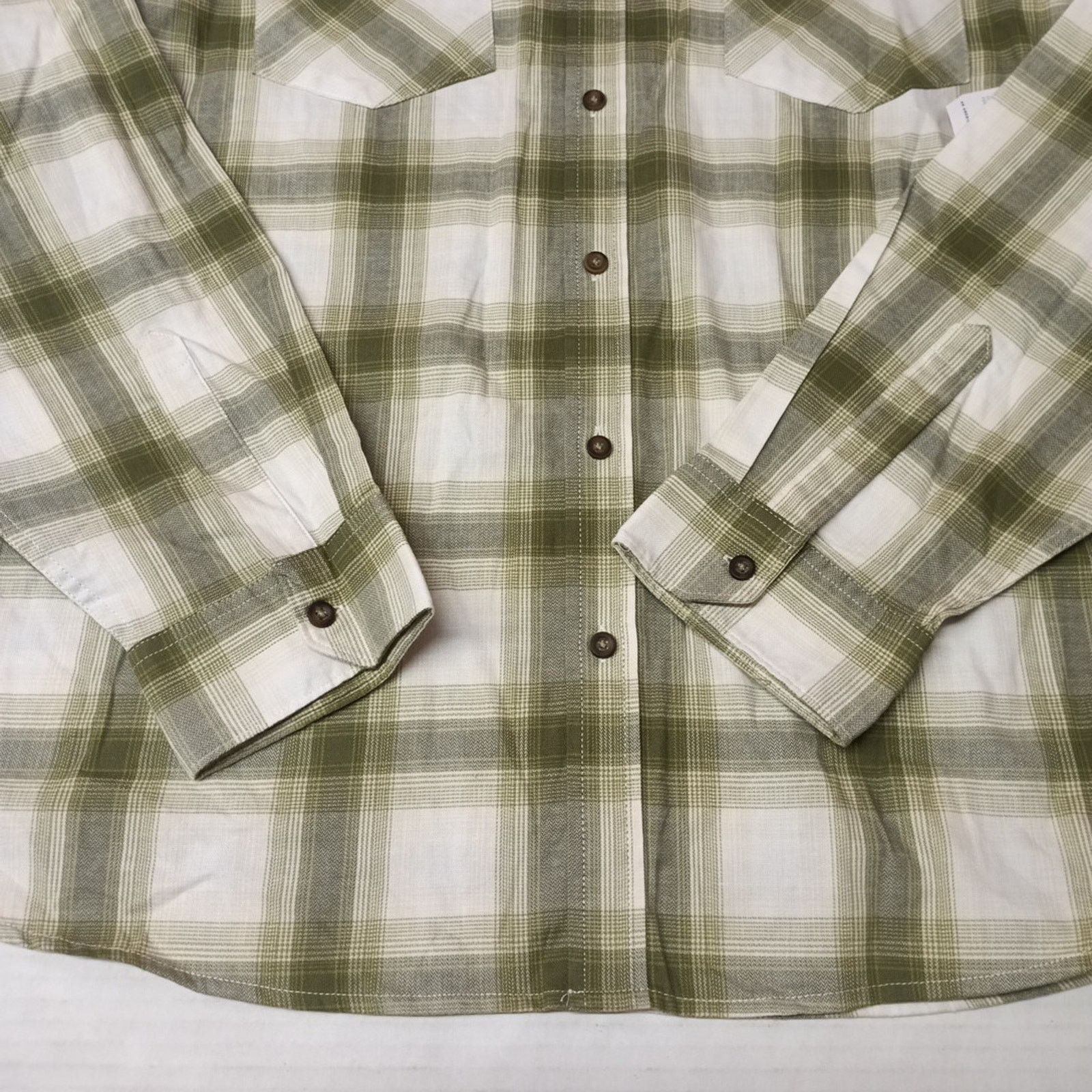 Wrangler Wrangler Cowboy Wash Twill Shirt Men's 3XL Loden Green Plaid Size US XXL / EU 58 / 5 - 2 Thumbnail