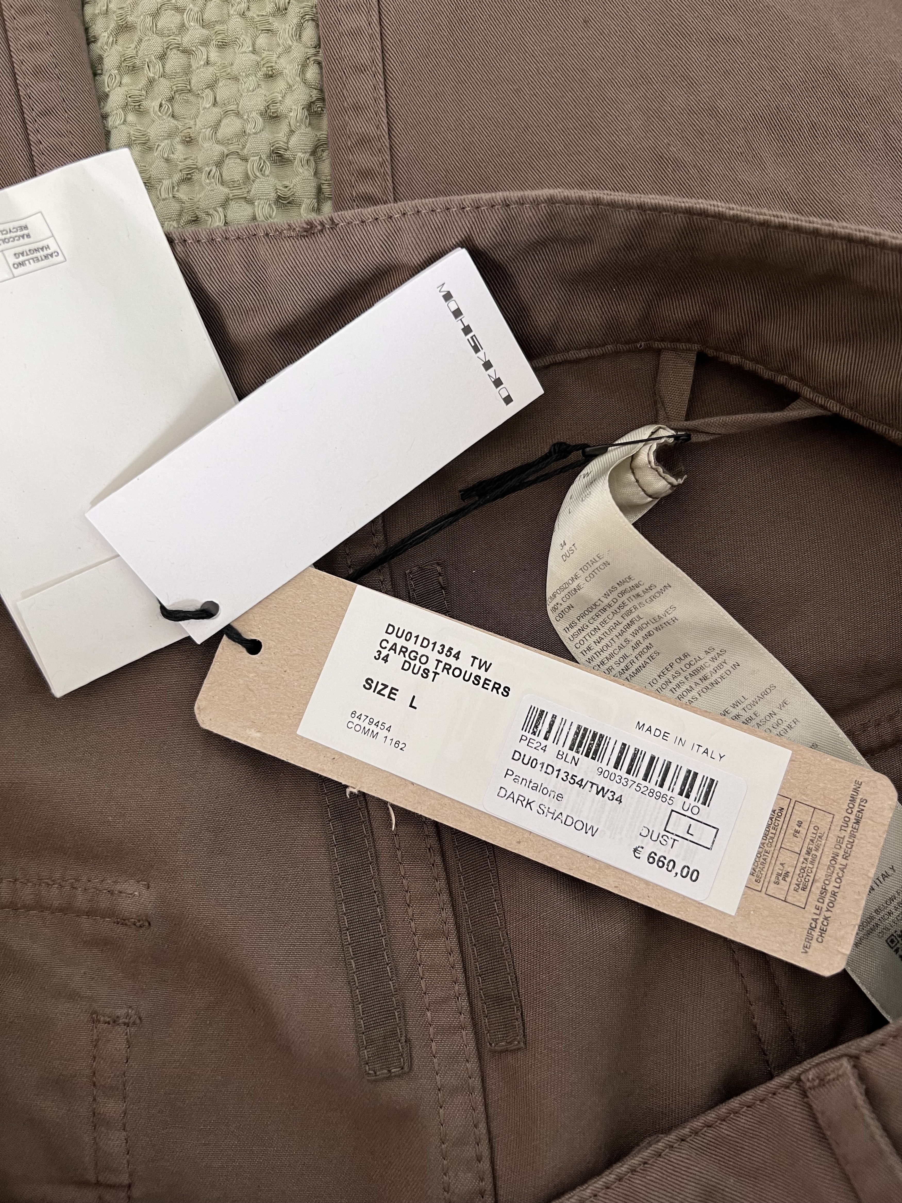 Rick Owens Drkshdw Rick Owens DRKSHDW Cargo Trousers in Dust Brown Size US 35 - 6 Thumbnail