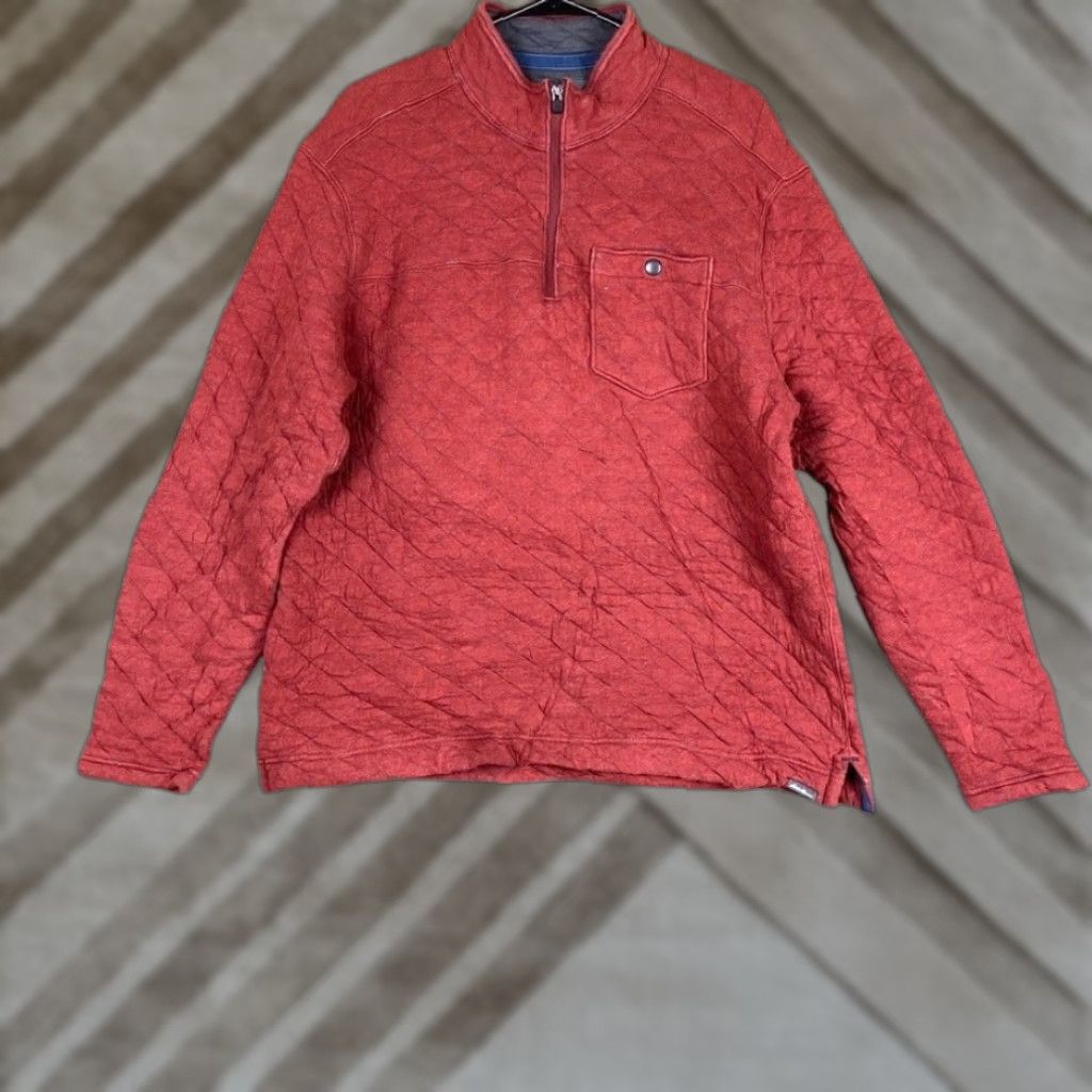 Eddie Bauer VINTAGE Eddie Bauer Mens Sweater Red Quilted Pullover 1/4 Zip Mock Neck Large Size US L / EU 52-54 / 3 - 1 Thumbnail