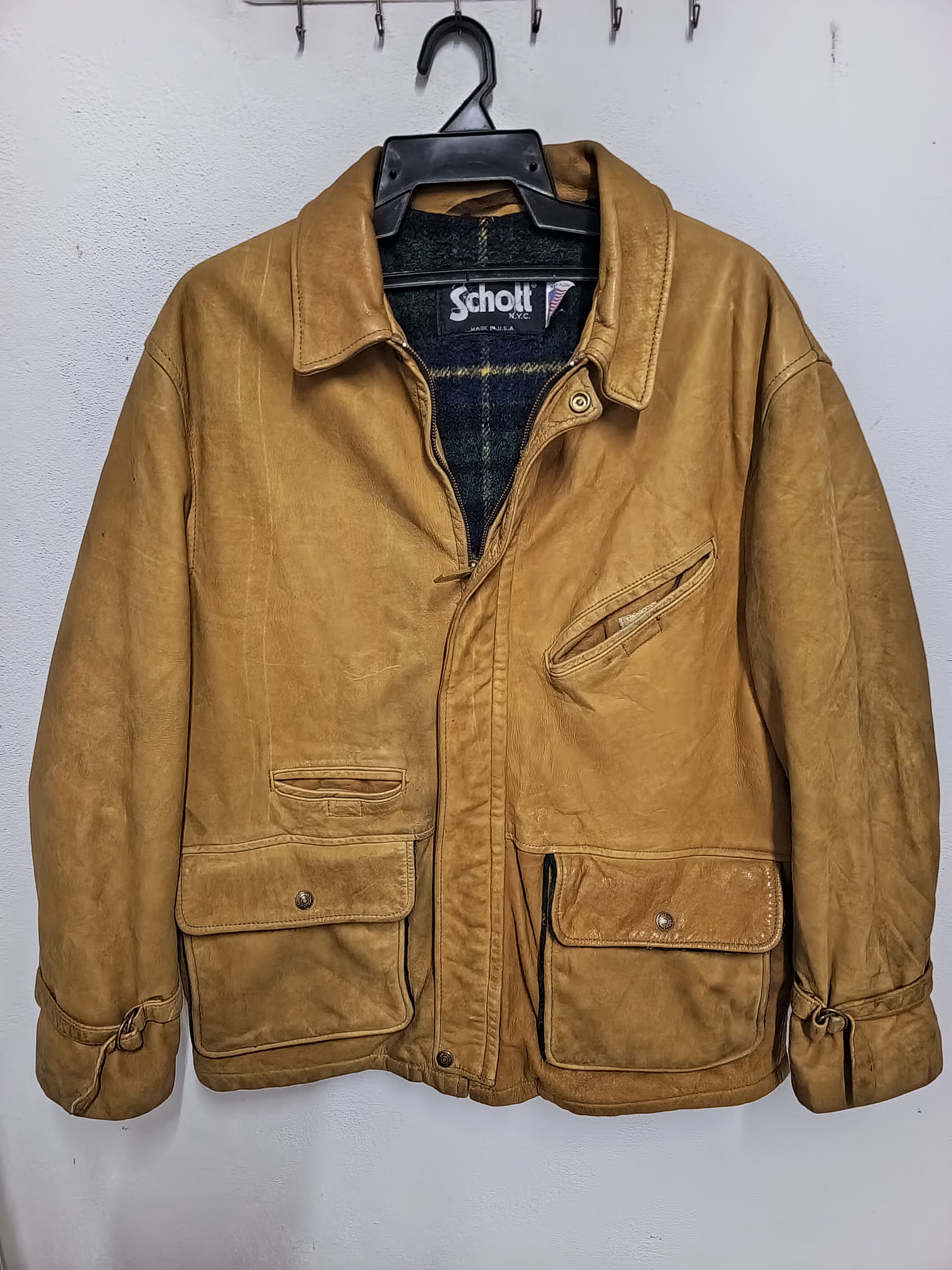 Vintage 80s vintage Schott N.Y.C leather wool jacket Size US XL / EU 56 / 4 - 2 Thumbnail