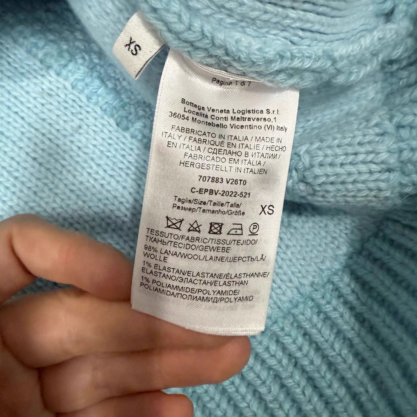 Bottega Veneta BV light blue heavily embossed letter knit sweater XS Size XS / US 0-2 / IT 36-38 - 4 Thumbnail