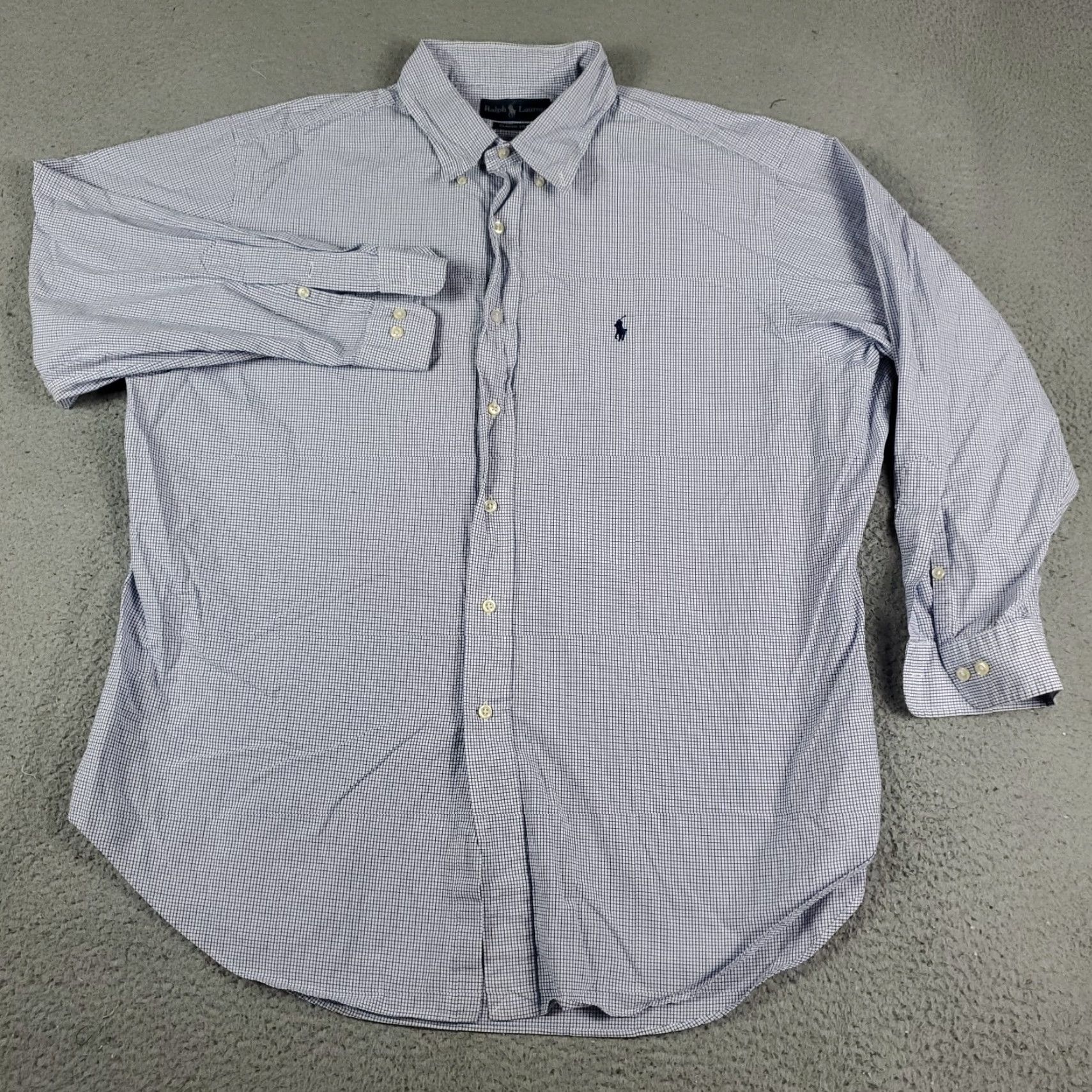 Ralph Lauren Ralph Lauren Shirt Men 17.5 Blue Check Dress Long Sleeve Button Up Professional Classic Modern Casual Formal Wear Mens 17.5"} Size 46R - 3 Thumbnail