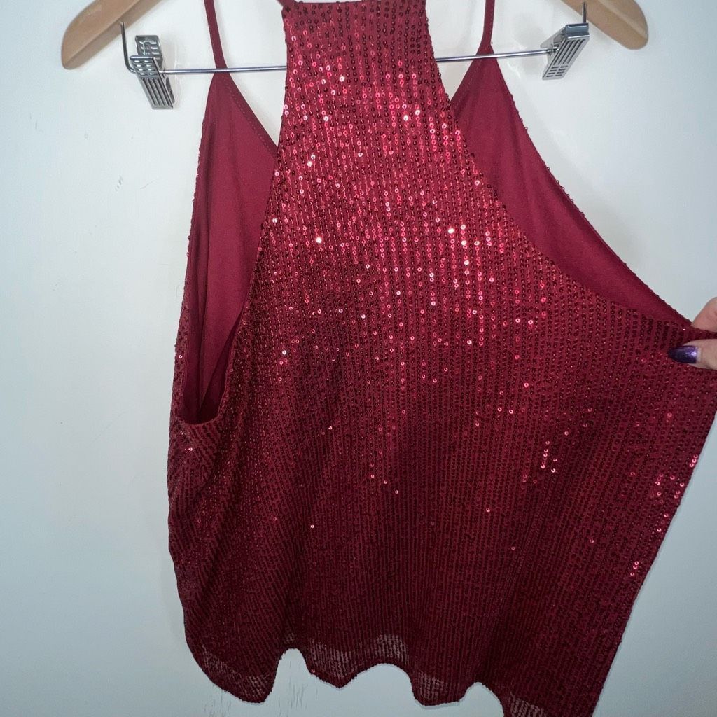 Other Sparkle Burgundy Lined Racerback Back Adjustable Strap Tank Size XXL / US 16-18 / IT 52-54 - 4 Thumbnail