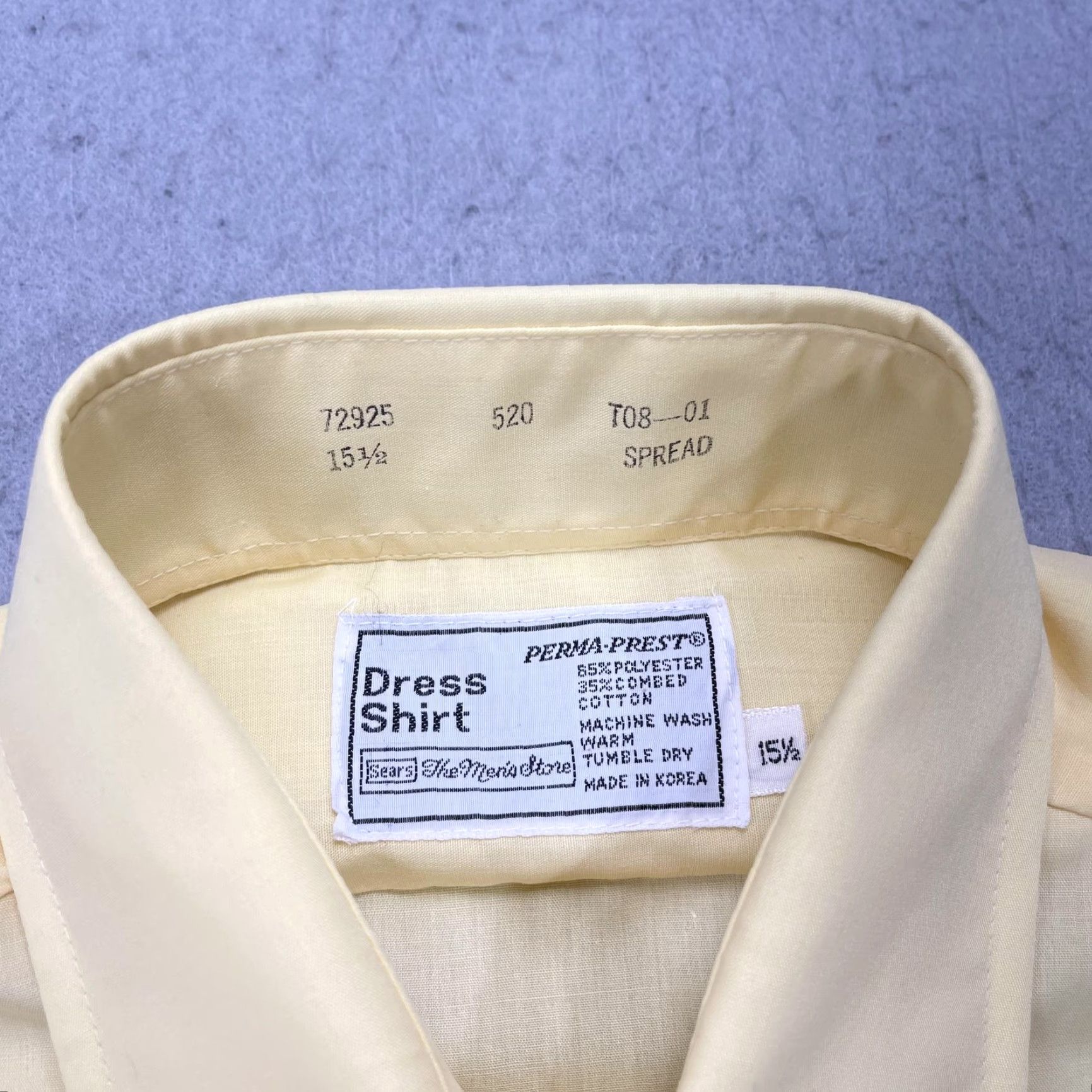 Sears VINTAGE Sears Shirt Mens 15.5 Yellow Perma Prest Easy Care Short Sleeve Camp 80s Size US L / EU 52-54 / 3 - 5 Thumbnail