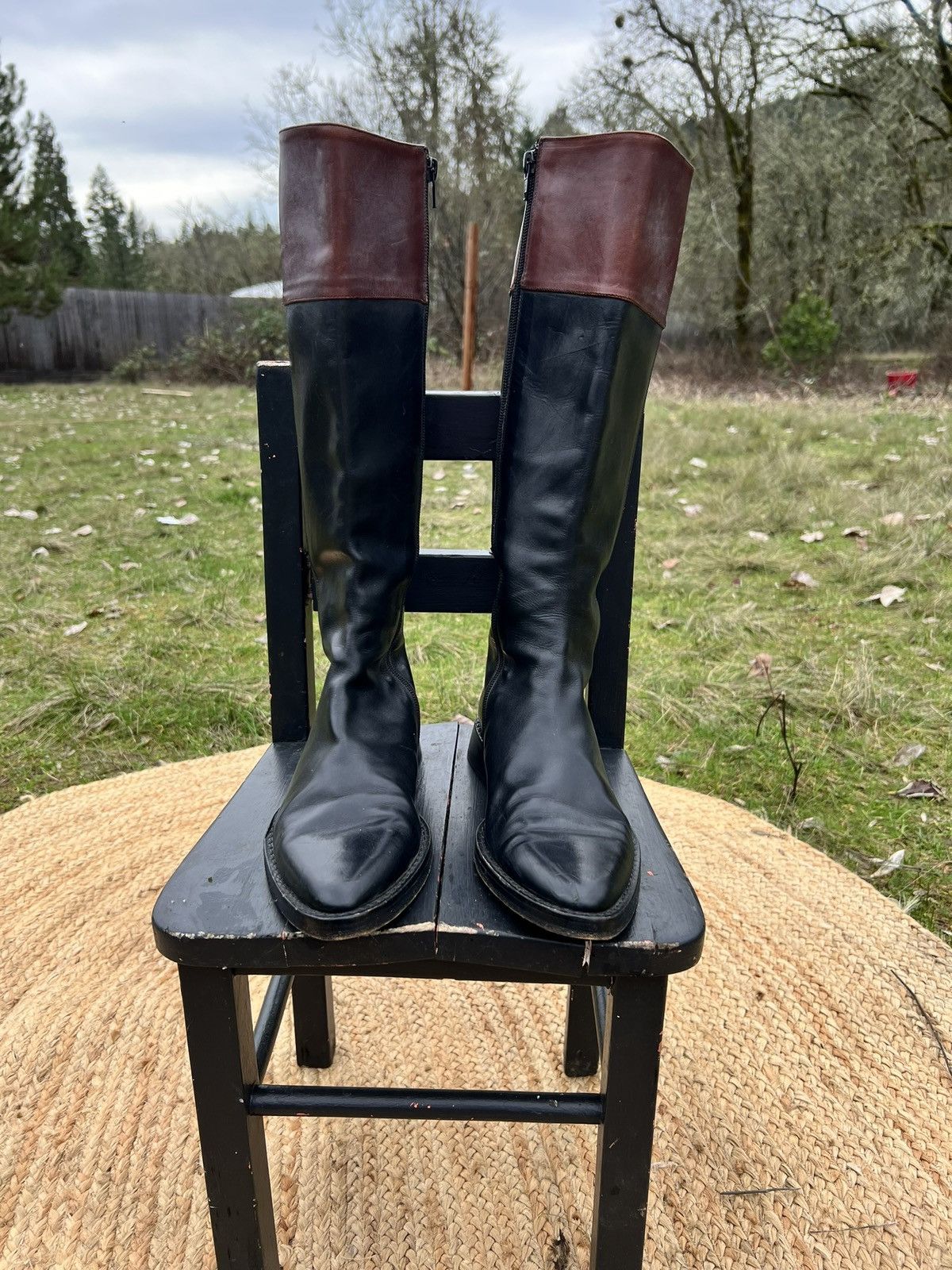 Ann Demeulemeester Two tone knee high riding boots Size US 7.5 / IT 37.5 - 2 Thumbnail