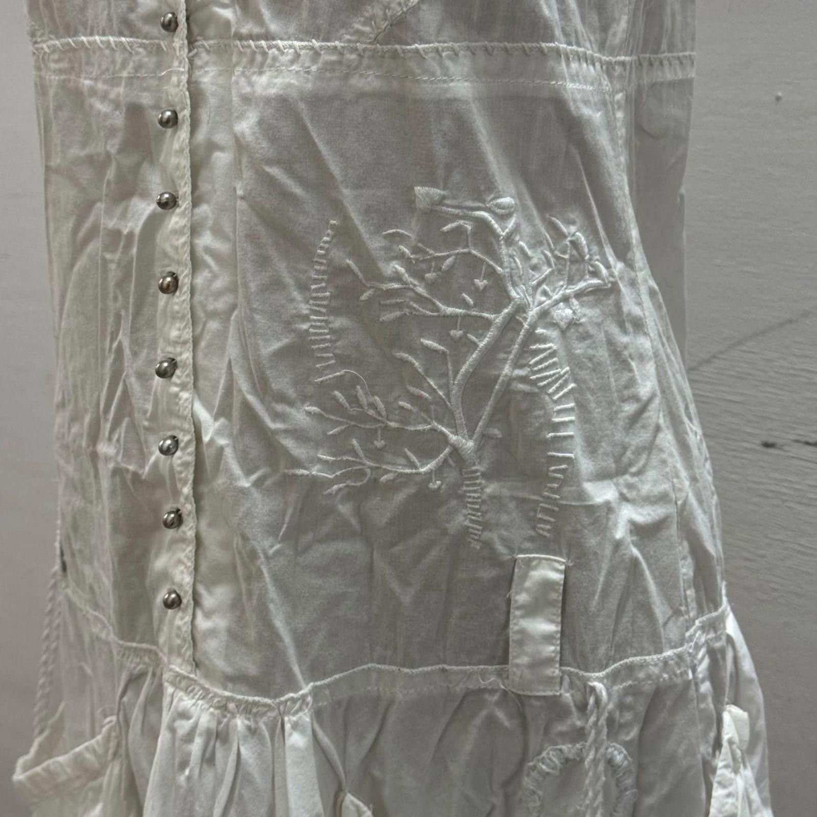 Other Vintage La Mode Est à Vous White Cotton Parachute Dress Size S / US 4 / IT 40 - 4 Thumbnail