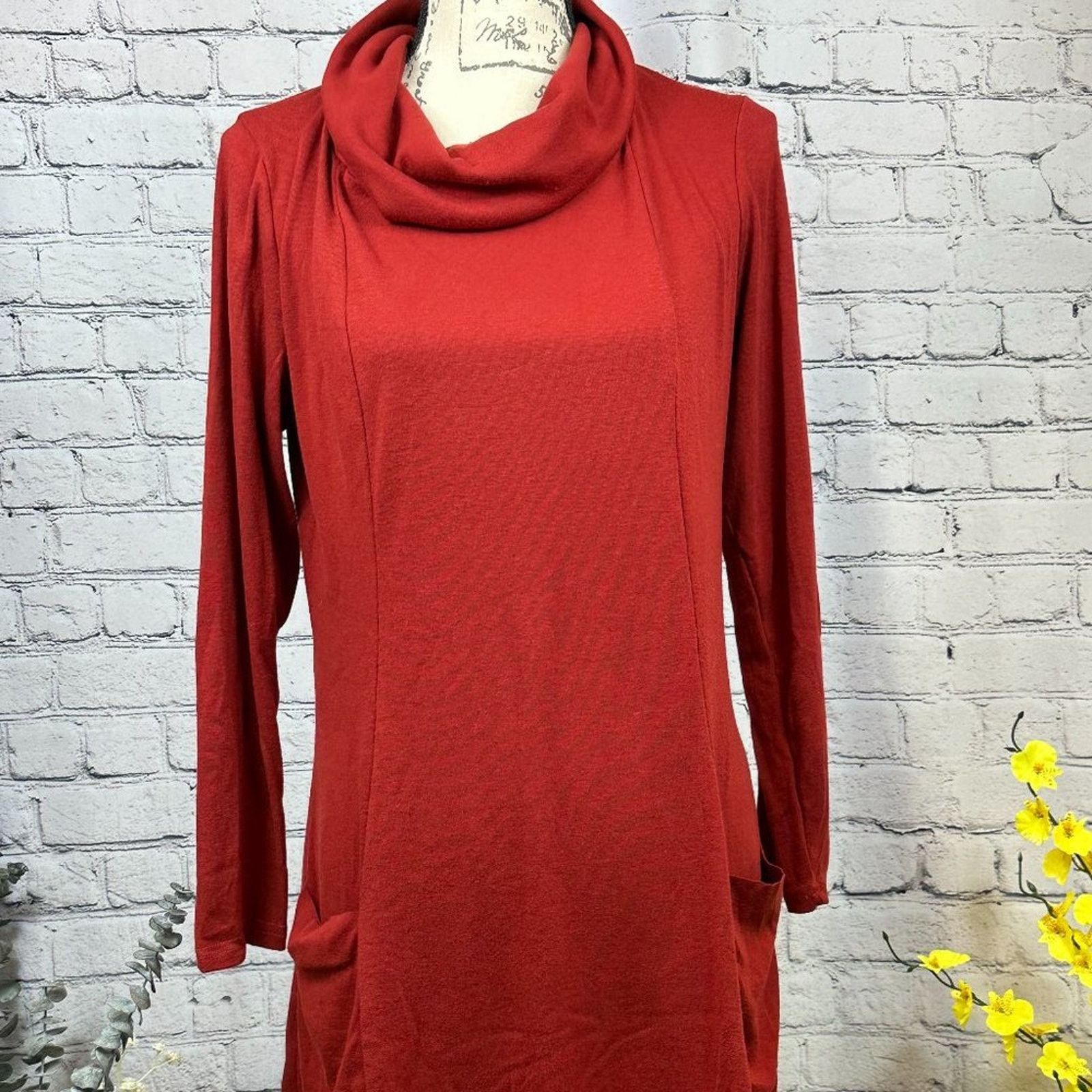 Other Long Sleeve Cowl Neck Tunic Pockets - Blood Orange - size L Size L / US 10 / IT 46 - 12 Thumbnail